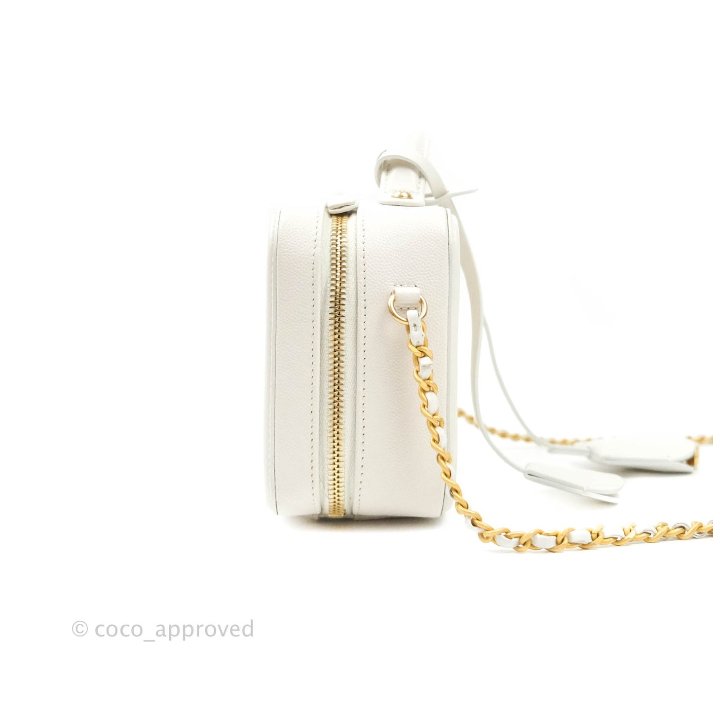 Chanel Quilted Small CC Filigree Vanity Case White Caviar
