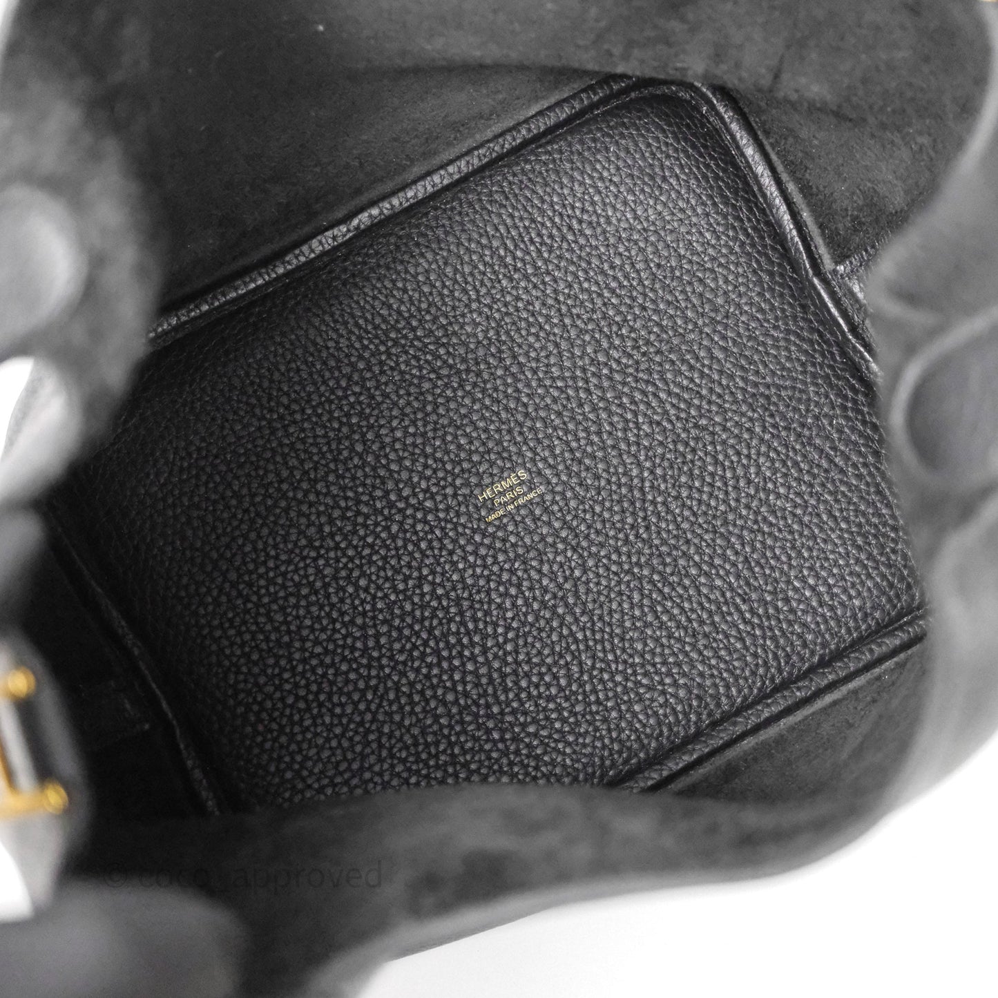 Hermès Picotin 22 Black Noir 89 Clemence Gold Hardware
