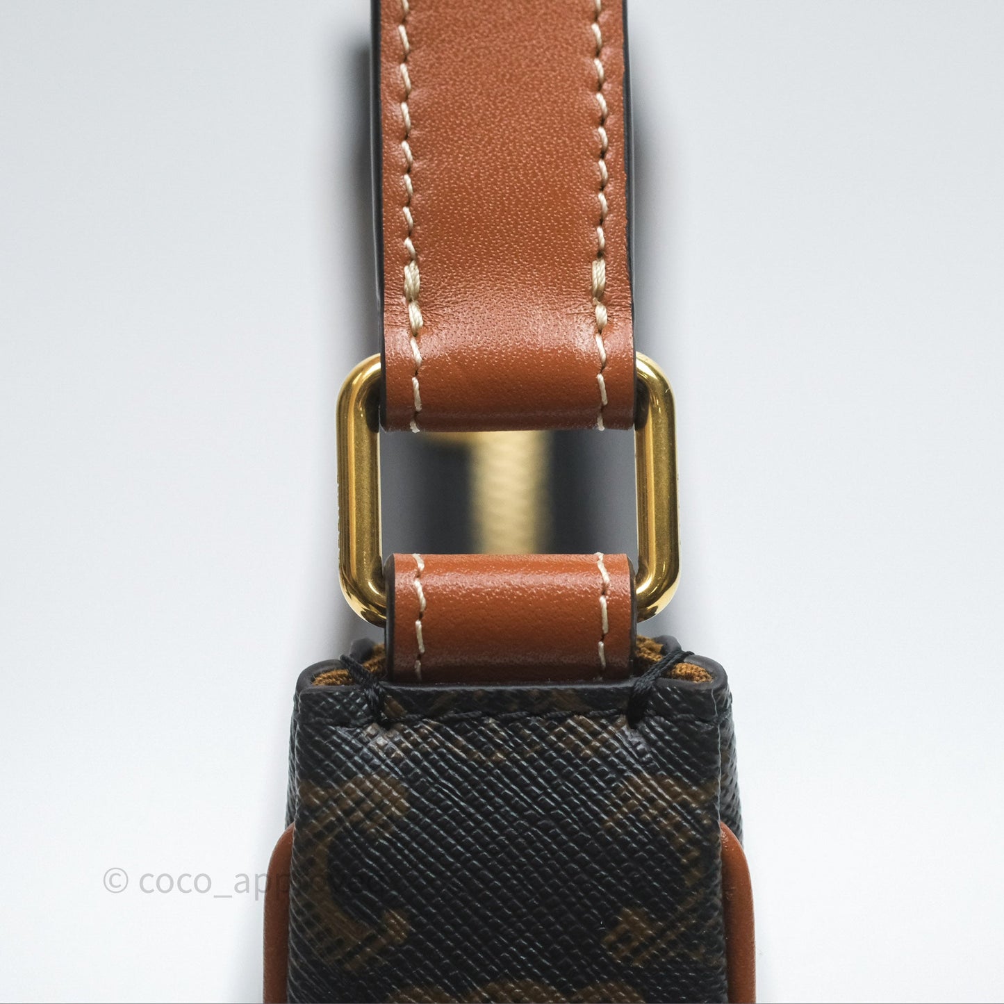 Celine Ava Bag In Triomphe Canvas Calfskin Tan