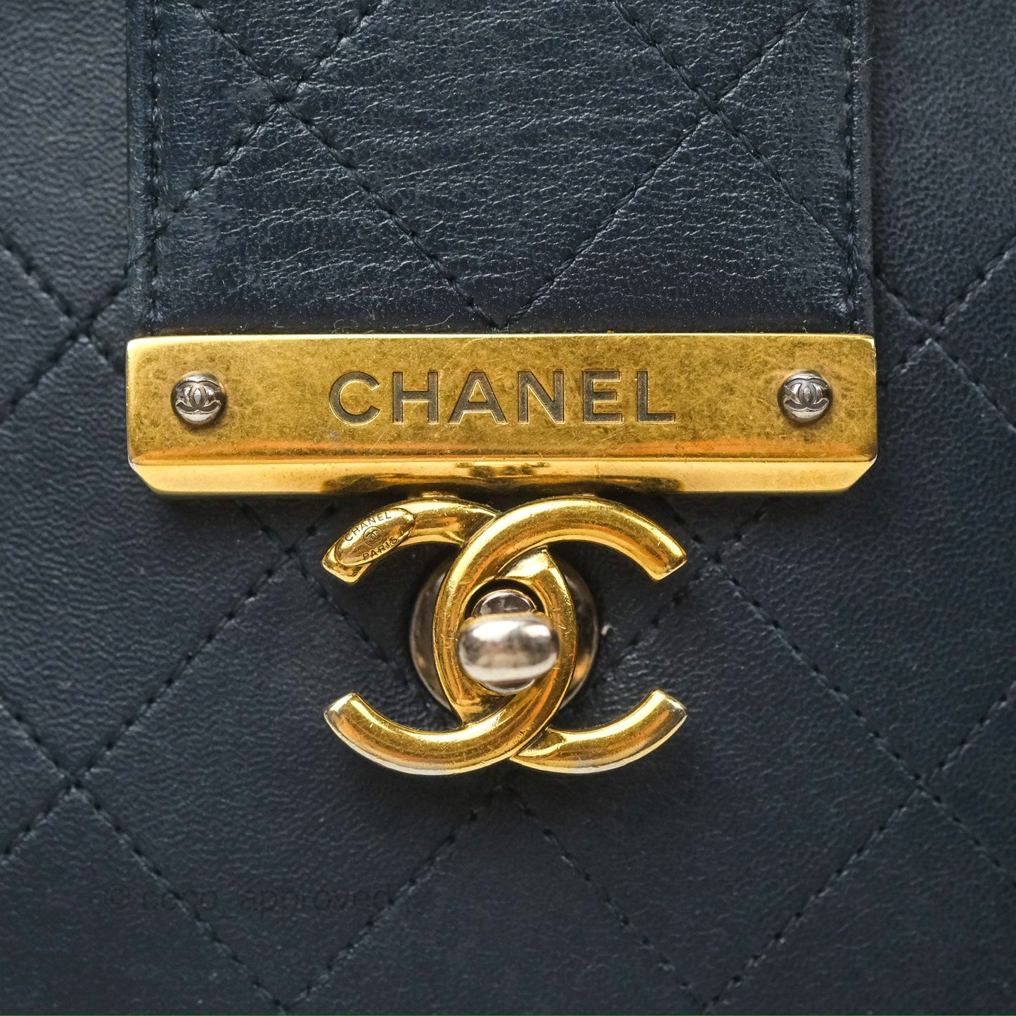 Chanel Medium Around The Corner Shopping Tote Navy Lambskin