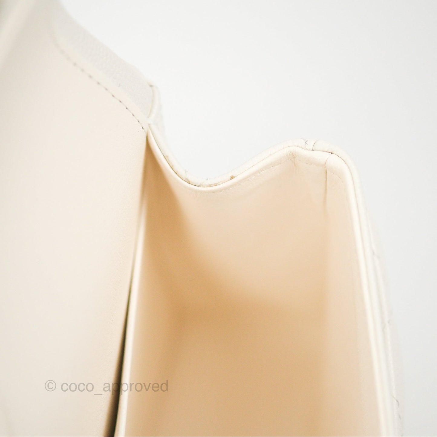 Chanel Classic M/L Medium Flap Quilted White Caviar Gold Hardware