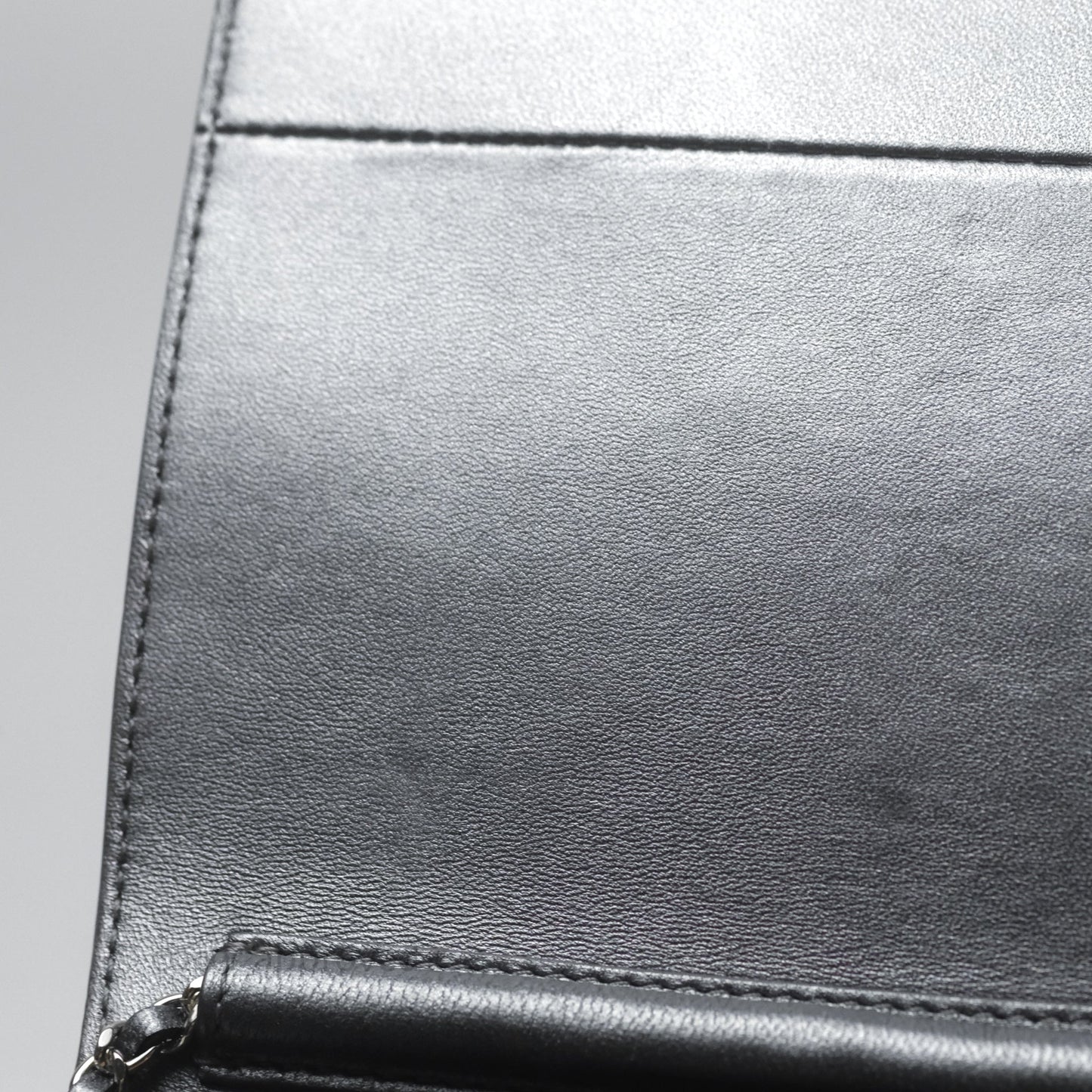 Chanel Clutch with Chain Metallic Dark Grey Silver Hardware
