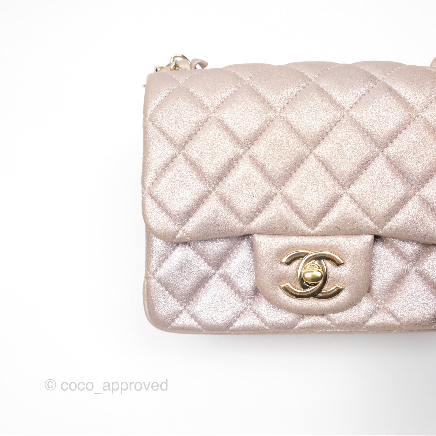 Chanel Mini Square Metallic Rose Gold Goatskin Gold Hardware 14B