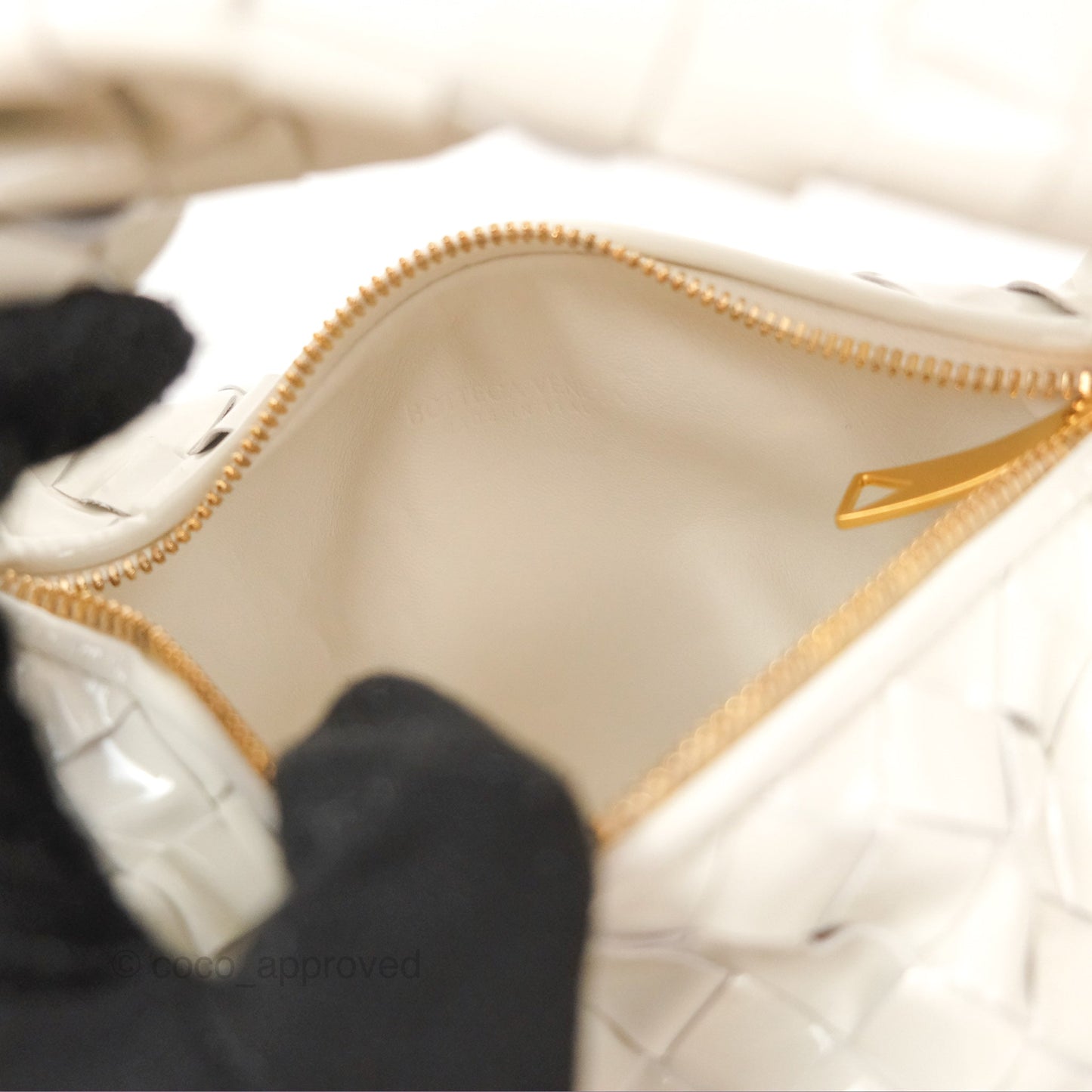 Bottega Veneta Mini Jodie Bag Intrecciato White Patent
