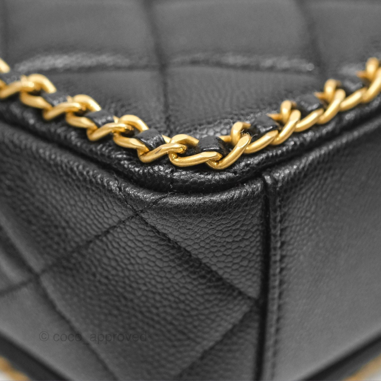 Chanel Chain Around Flap Bag Black Caviar Aged Gold Hardware 22B