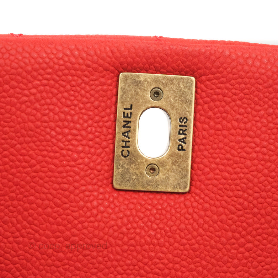Chanel Country Chic Messenger Flap Bag Red Matte Caviar Ruthenium Hardware