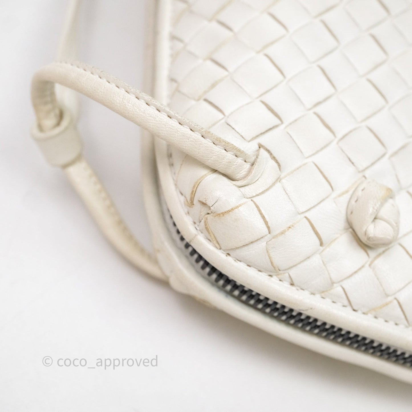 Bottega Veneta Nodini Crossbody Bag White Nappa Intrecciato