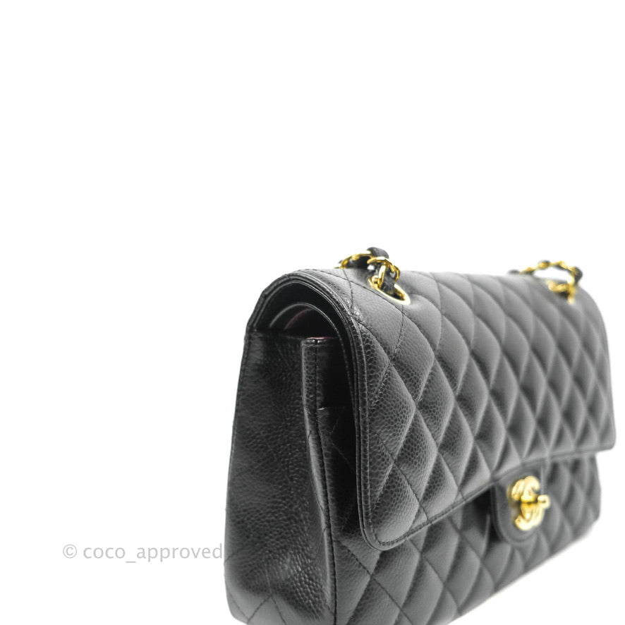 Chanel Classic Double Flap M/L Black Caviar Gold Hardware
