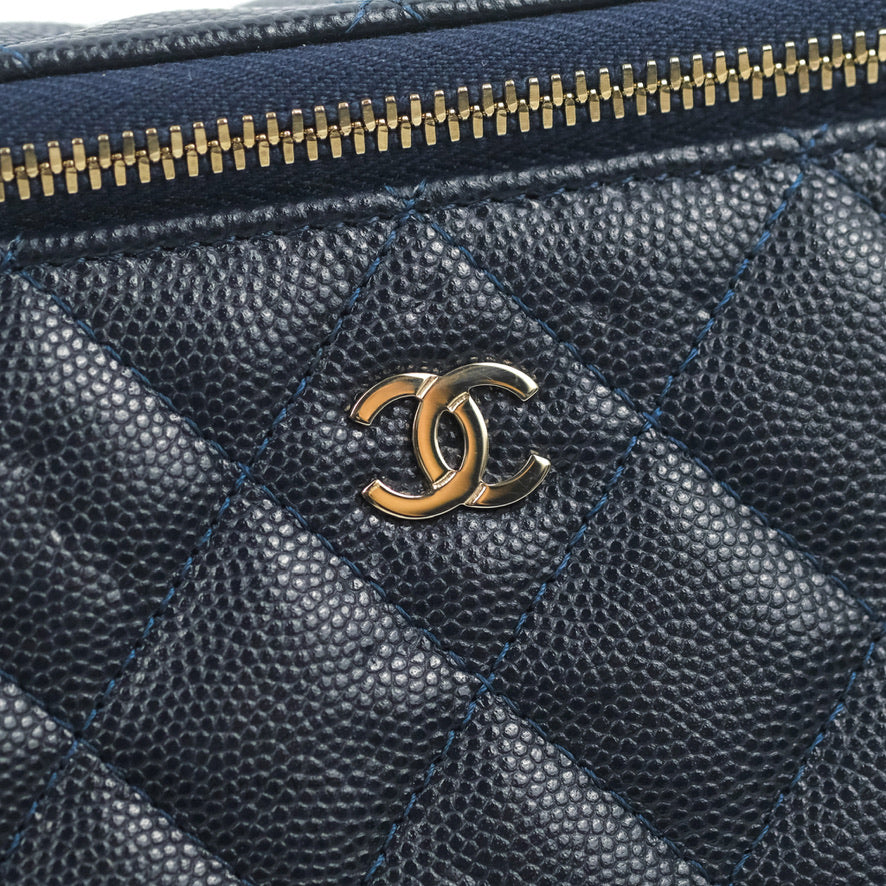Chanel Vanity with Chain Navy Caviar Gold Hardware