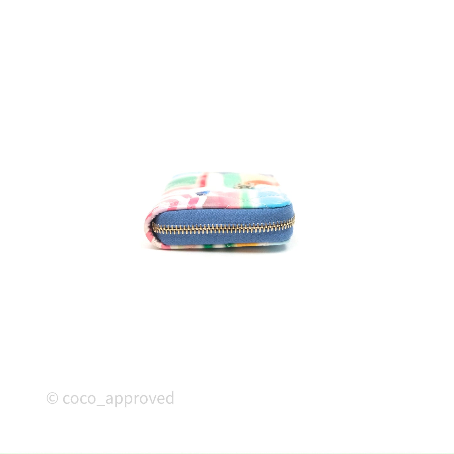 Chanel Printed Quilted Zip Coin Purse Patent Calfskin Multicolor