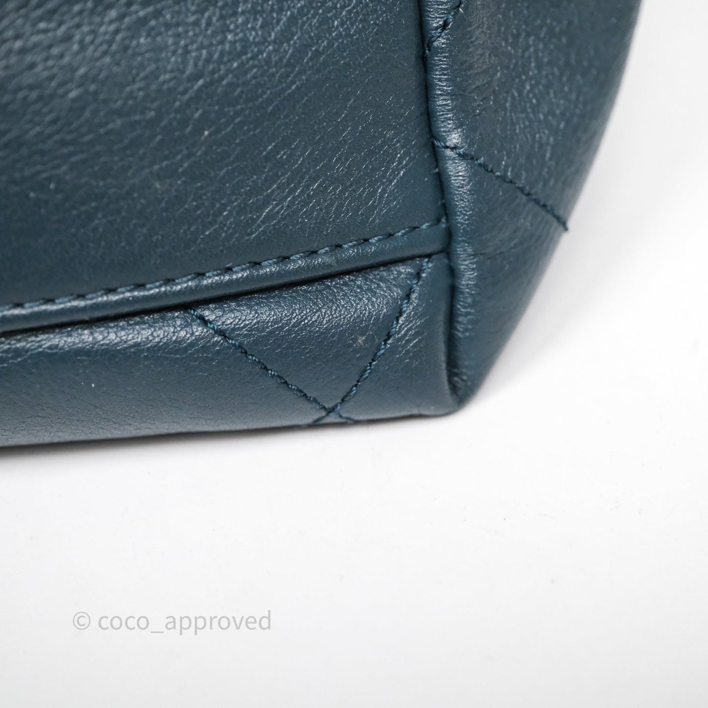 Chanel Button Up Hobo Bag Quilted Teal Calfskin Aged Gold Hardware