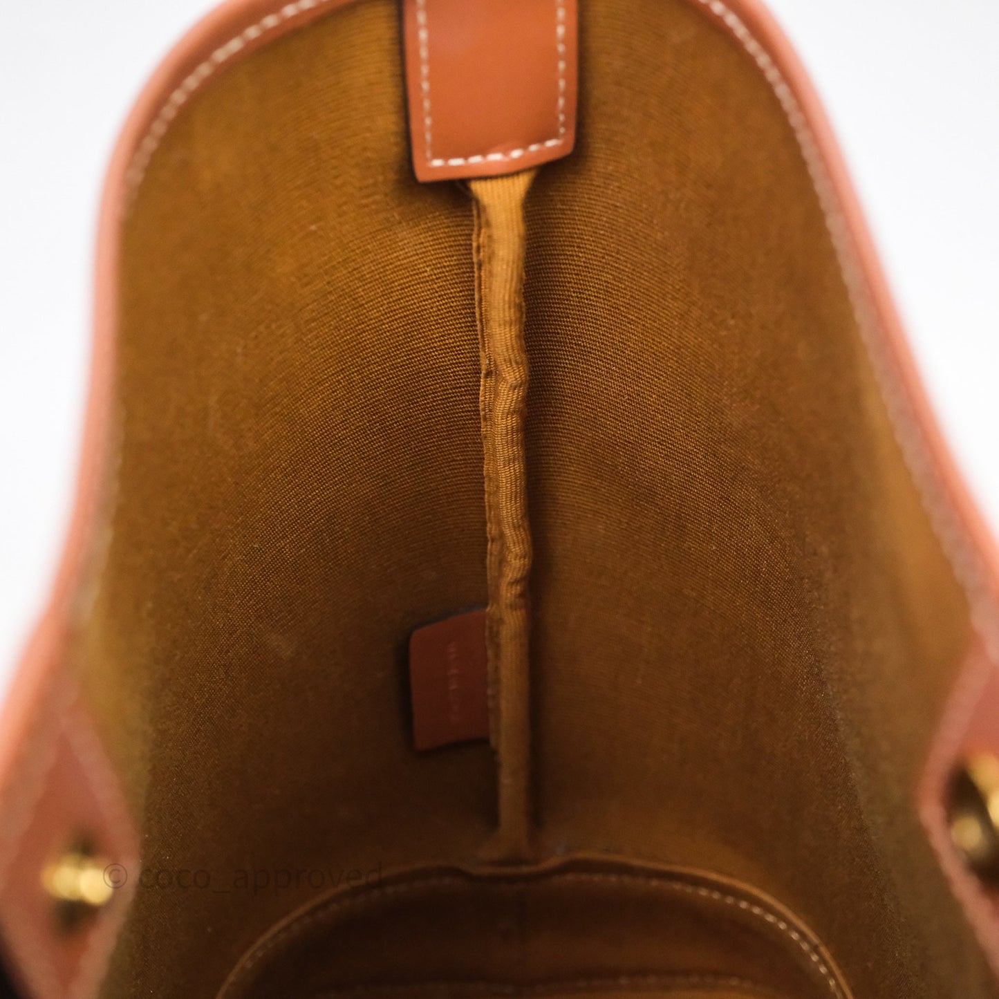 Celine Small Bucket Triomphe Canvas Tan Calfskin