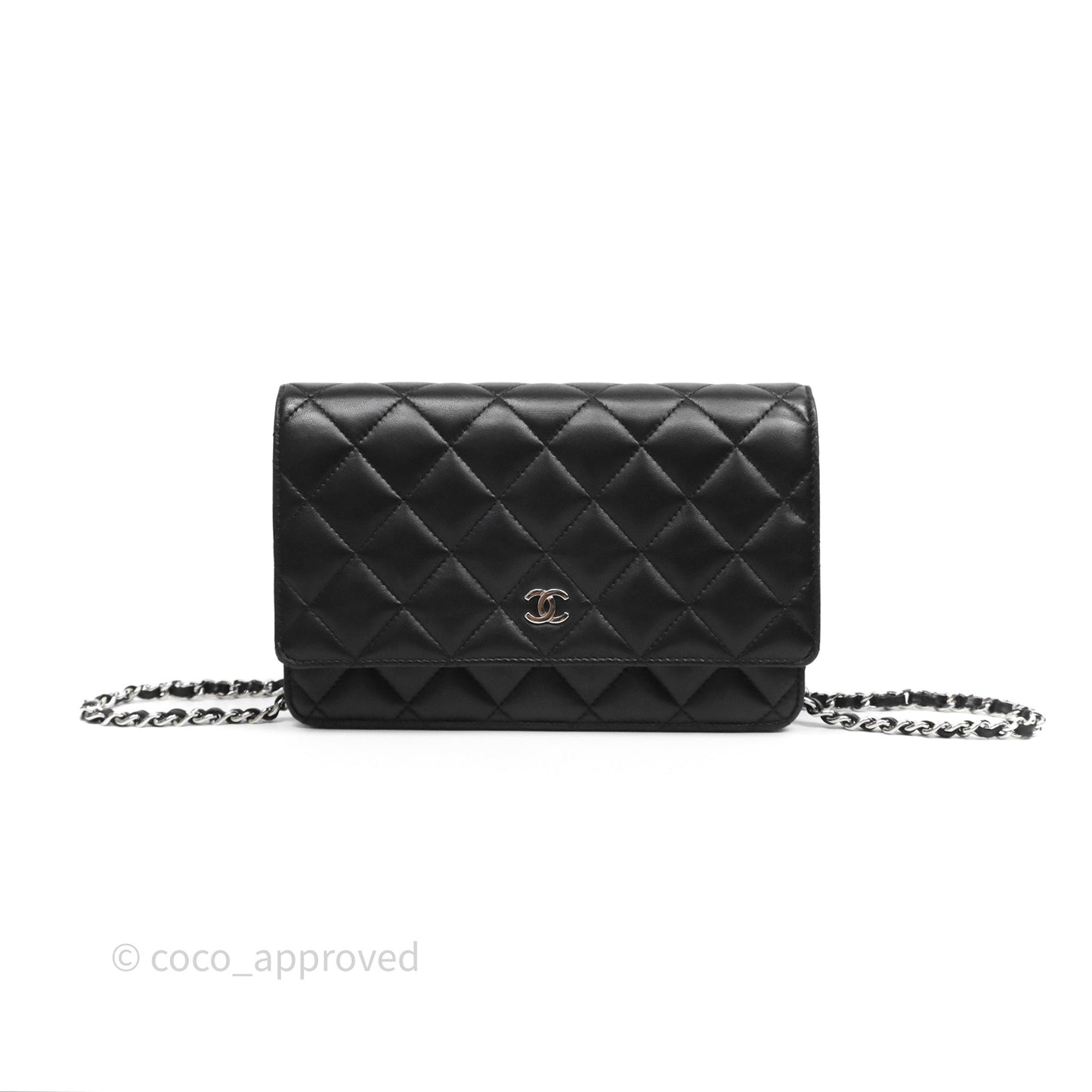 Chanel Quilted WOC Black Lambskin Silver Hardware
