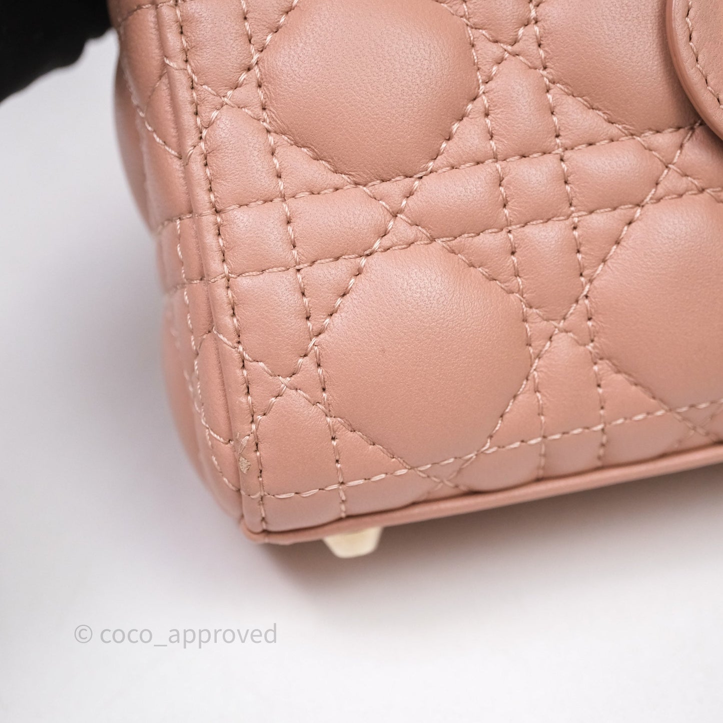 Christian Dior Micro Lady Dior Pink Beige Cannage Calfskin Gold Hardware