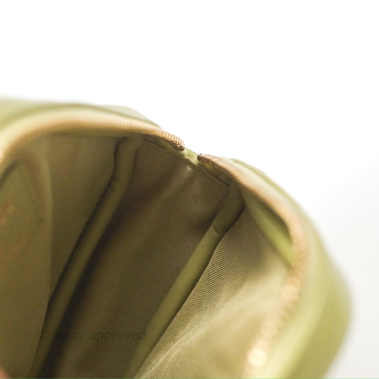 Chanel Diamond Belt Coin Purse Avocado Green Lambskin Aged Gold Hardware