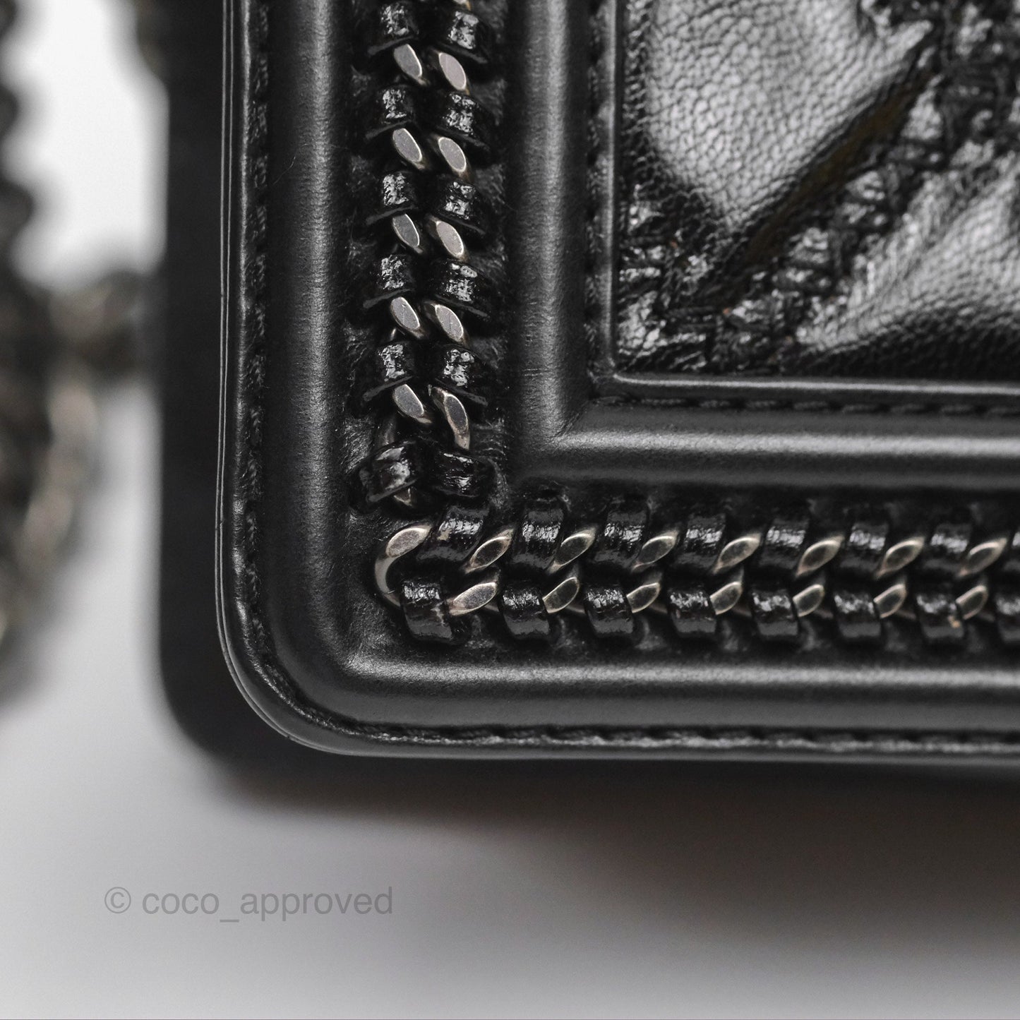 Chanel Small Chain Around Top Handle Boy Black Calfskin Ruthenium Hardware