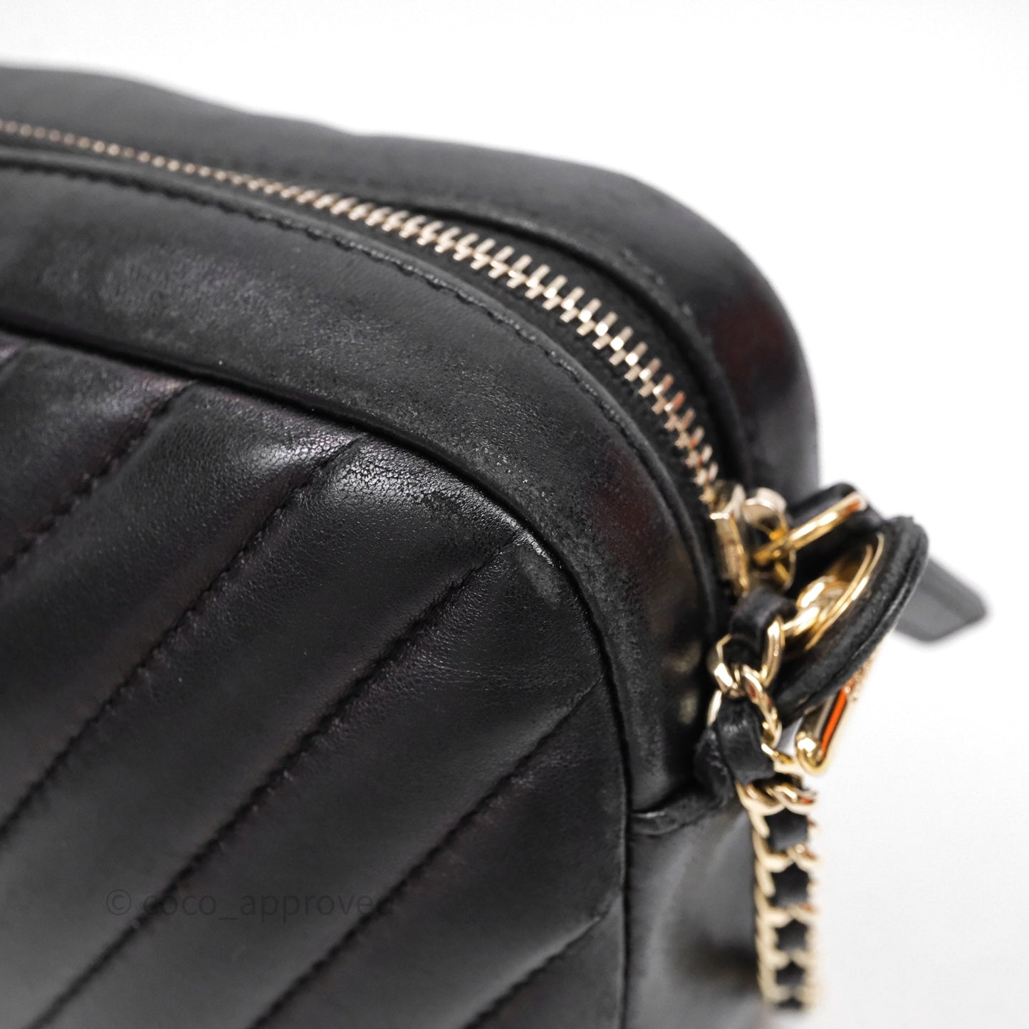 Chanel Chevron Camera Bag Black Lambskin Gold Hardware