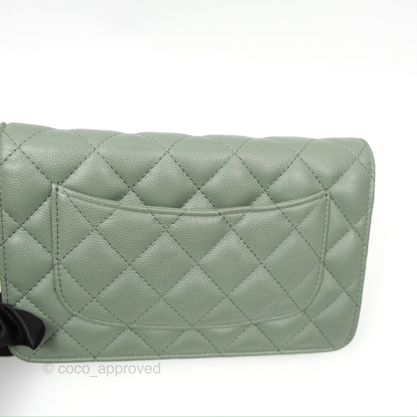 Chanel Classic Quilted Wallet On Chain WOC Glitter Dark Tiffany Green Caviar Aged Gold Hardware