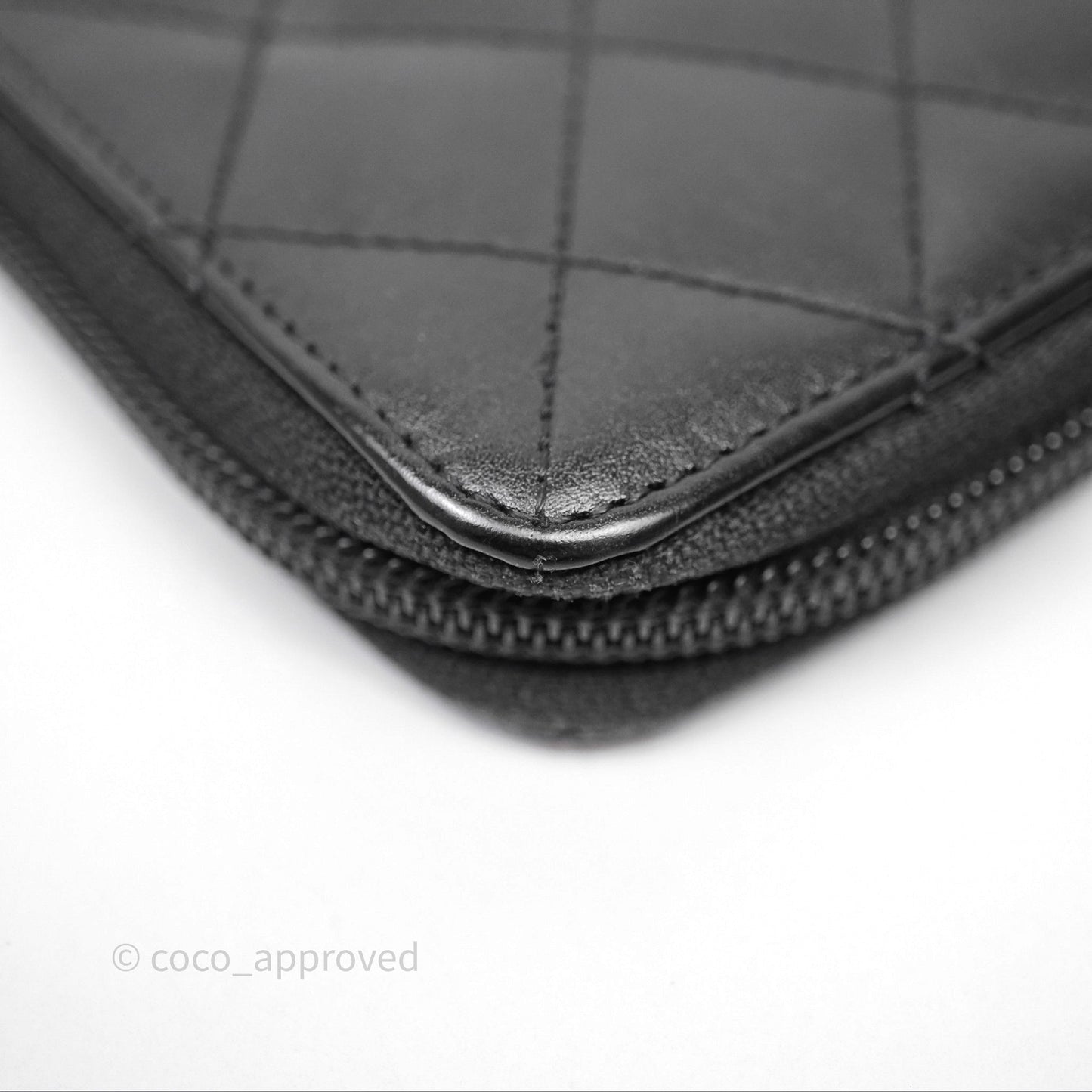 Chanel Quilted Cambon Yen Zip Long Wallet Black Calfskin Silver Hardware