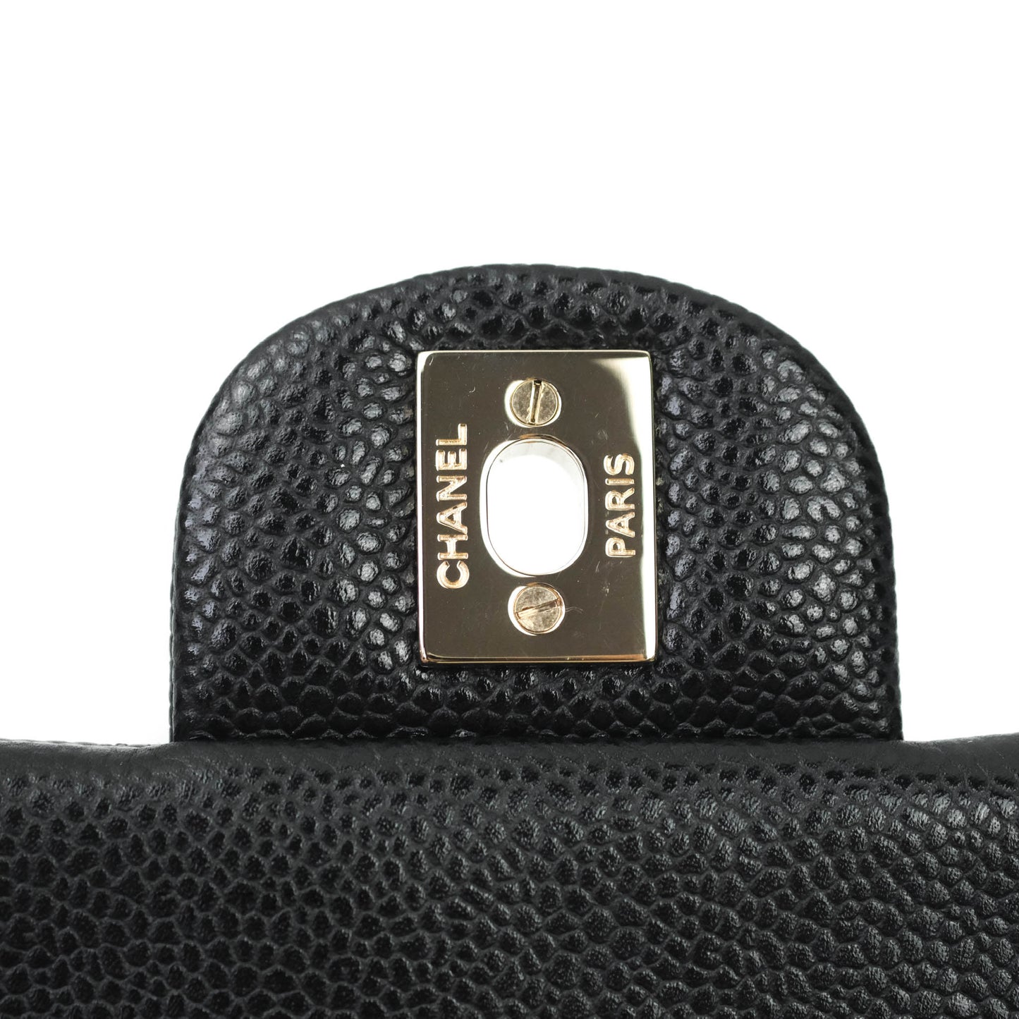 Chanel Mini Square Black Caviar Gold Hardware 18S
