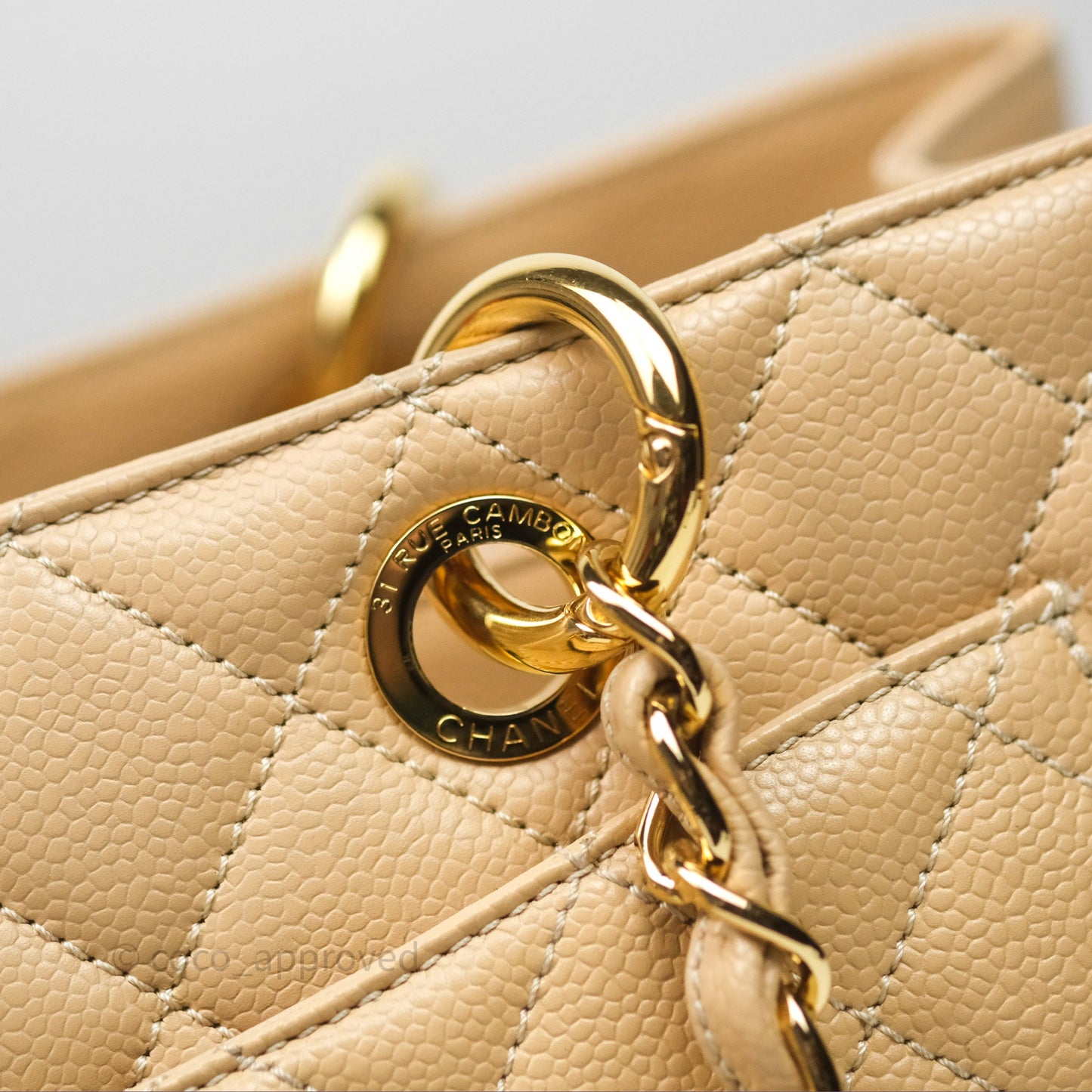 Chanel GST Beige Caviar Gold Hardware