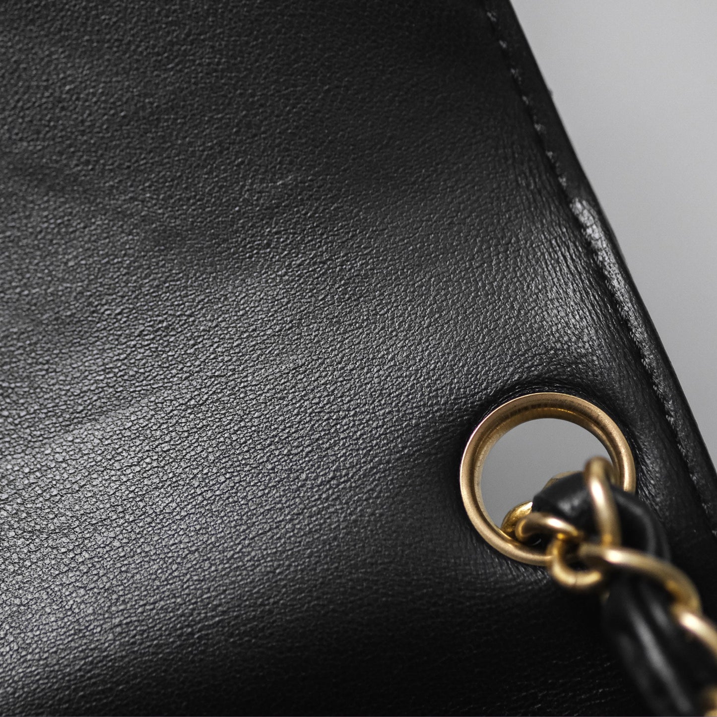 Chanel Mini Square Flap Chevron Black Lambskin Aged Gold Hardware