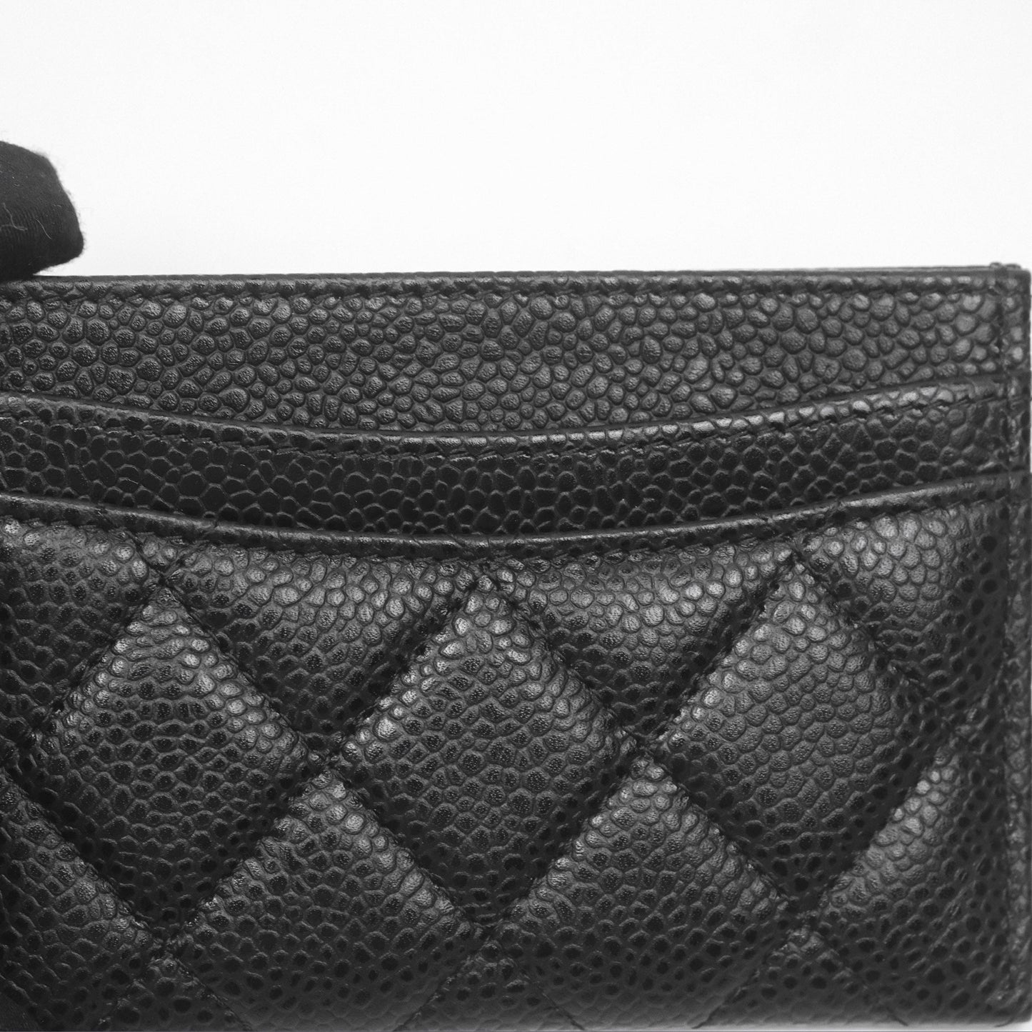 Chanel Classic Flat Card Holder Black Caviar Gold Hardware