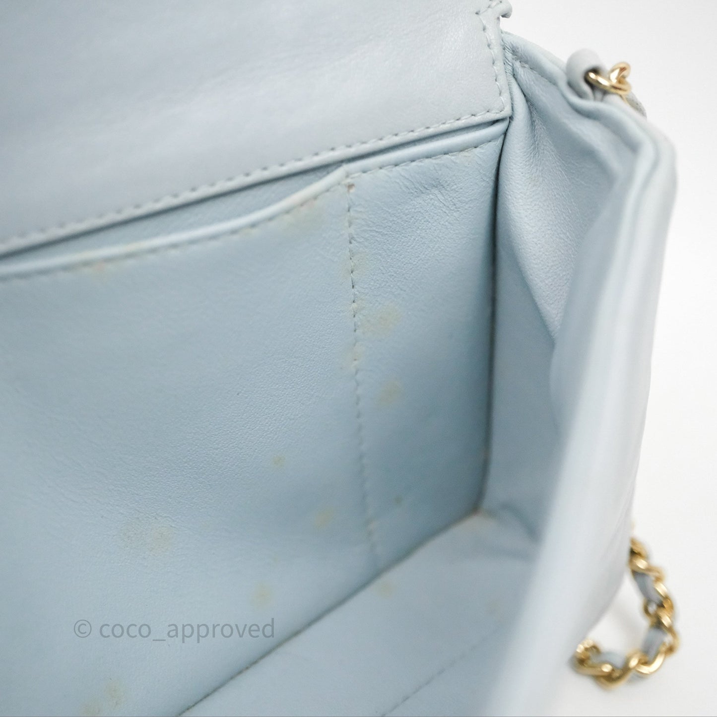 Chanel East West Chocolate Bar Flap Bag Blue Lambskin 24K Gold Hardware
