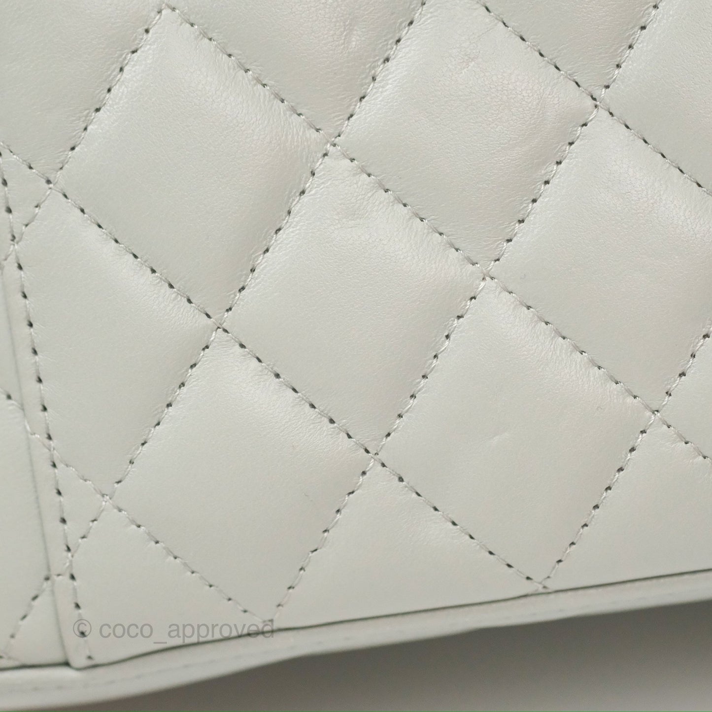 Chanel Quilted Vanity Rectangular with Chain Grey Blue Lambskin Gold Hardware