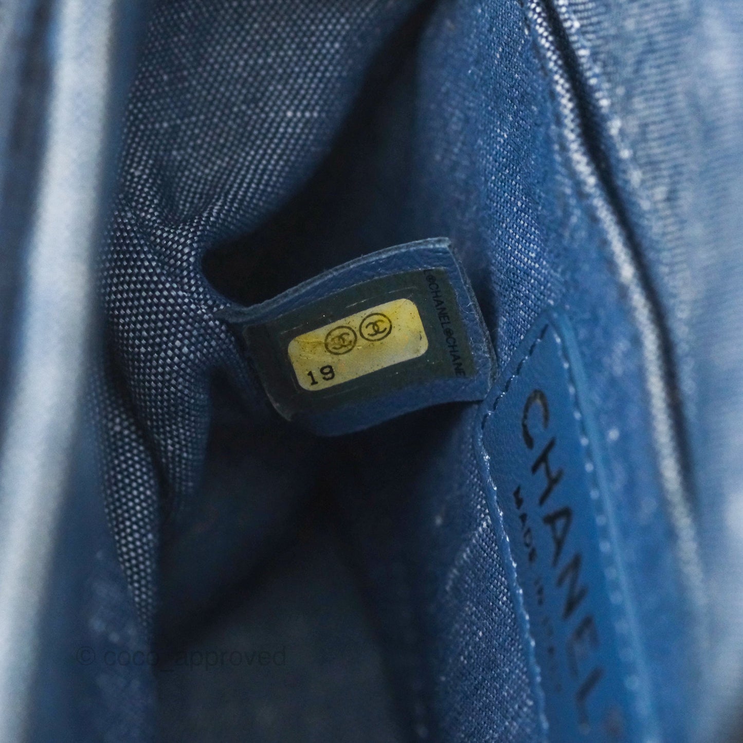 Chanel Quilted Mini Medallion Graphic Denim Blue Silver Hardware