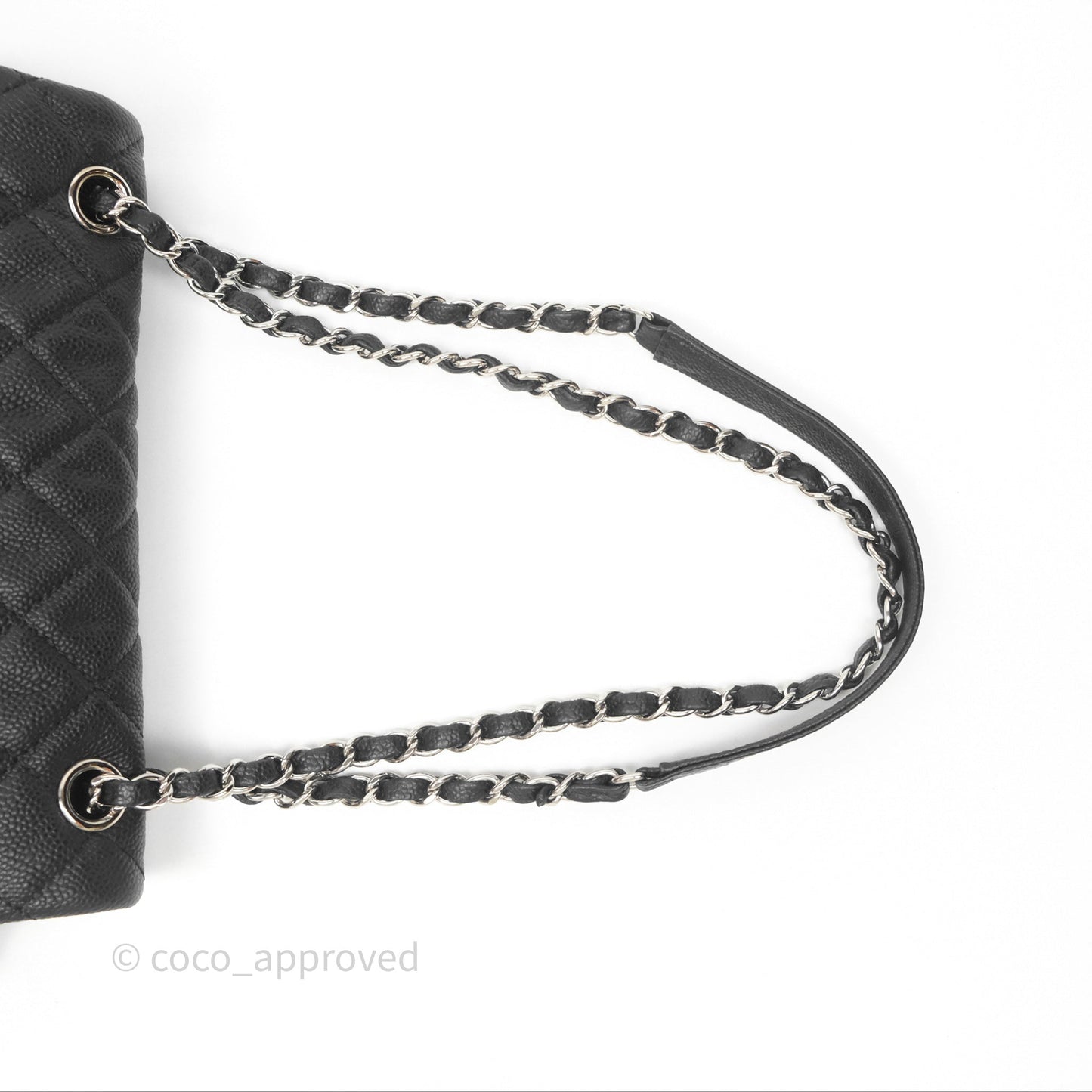 Chanel Quilted Easy Flap Bag Black Caviar Silver Hardware