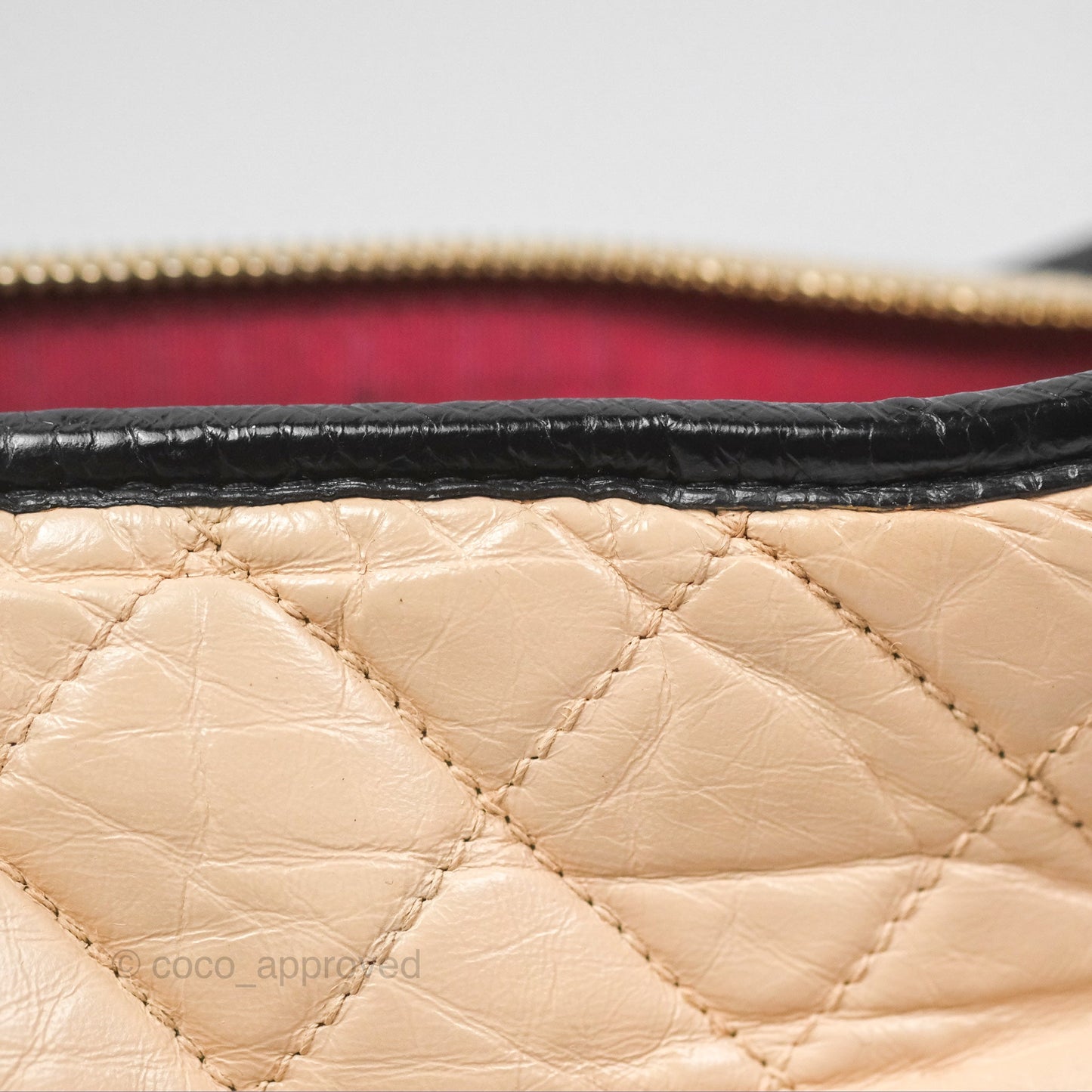 Chanel Large Gabrielle Hobo Black Beige Aged Calfskin Mixed Hardware