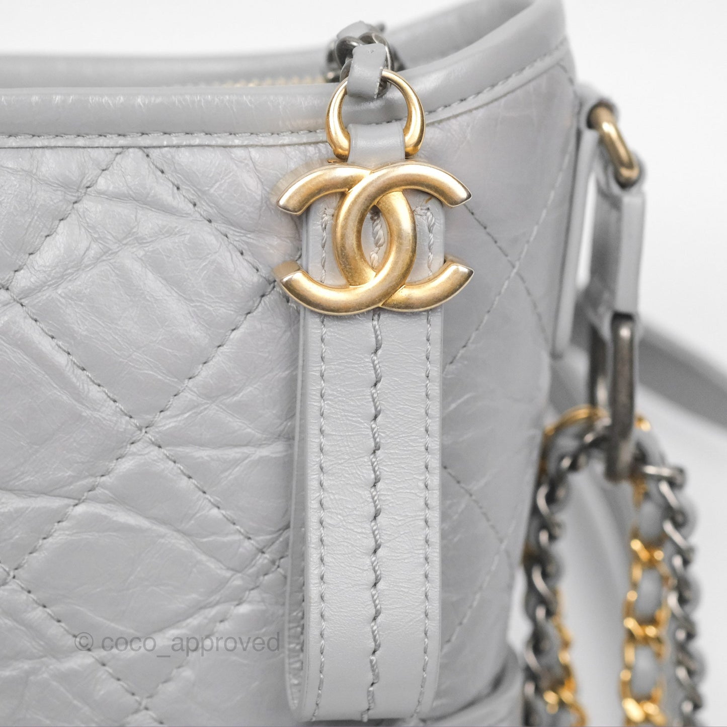 Chanel Small Gabrielle Hobo Quilted Grey Aged Calfskin