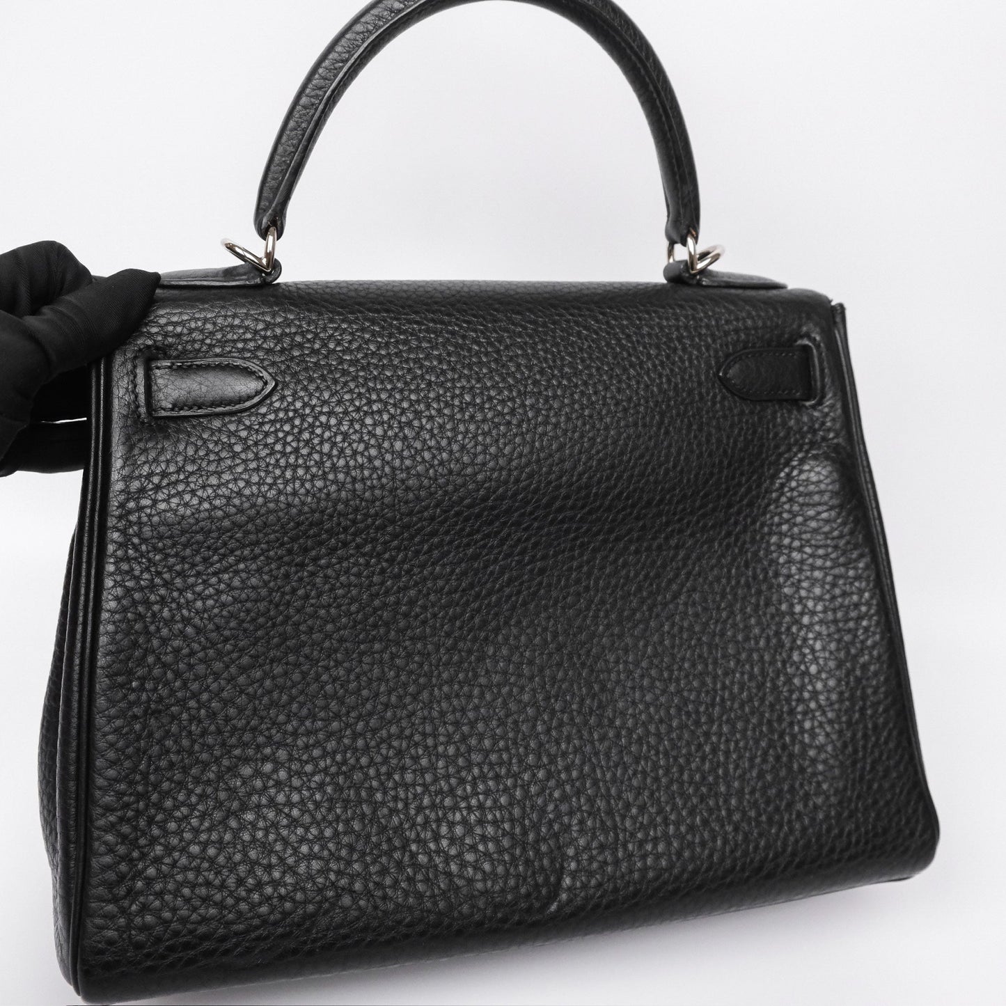 Hermès Kelly 28 Retourne Noir Black 89 Clemence Palladium Hardware