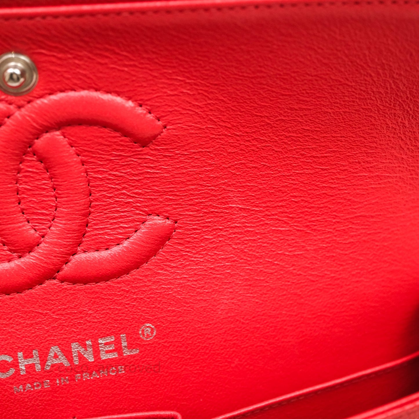 Chanel Small Classic Flap Quilted Red Caviar Silver Hardware