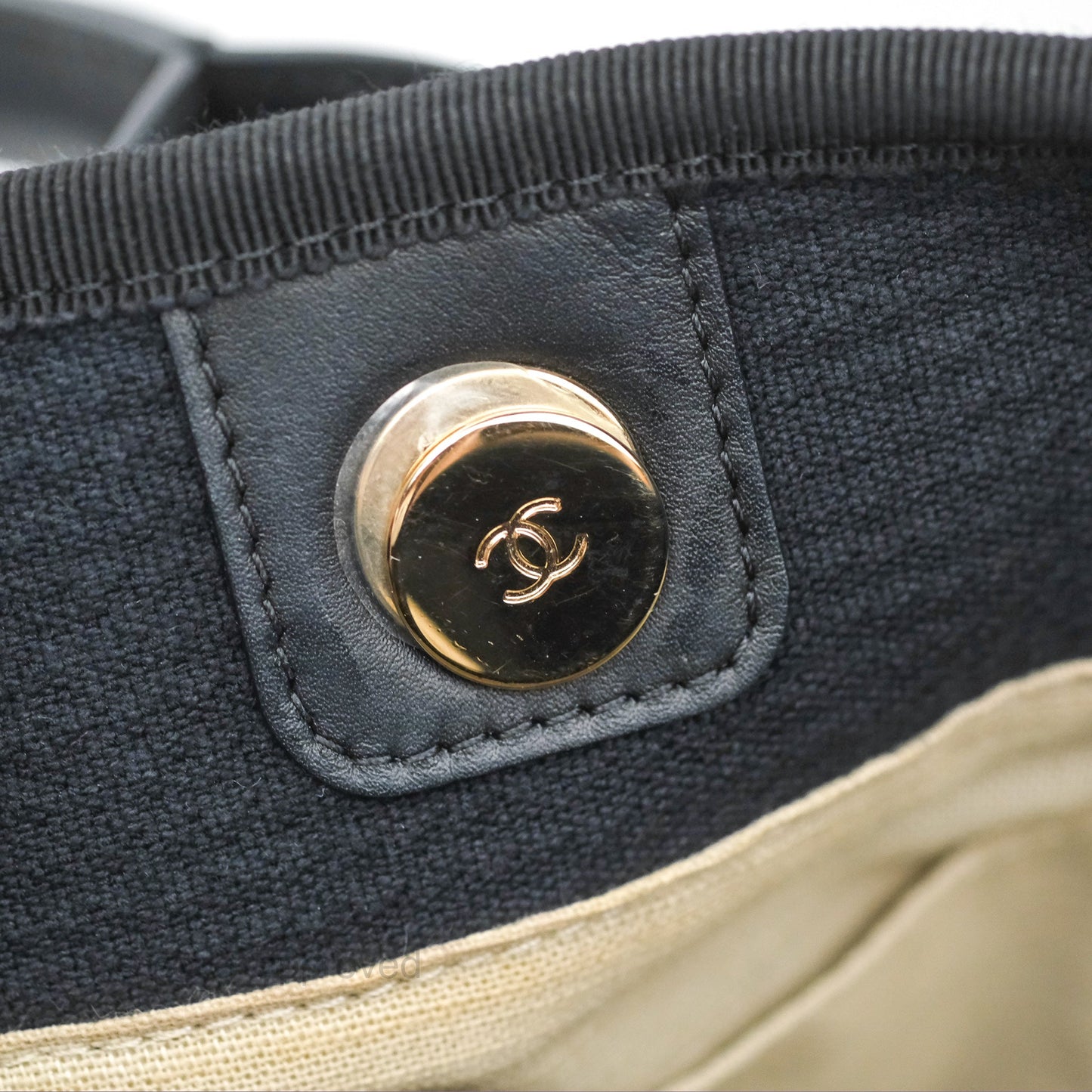 Chanel Medium Canvas Deauville Tote Navy Gold Hardware