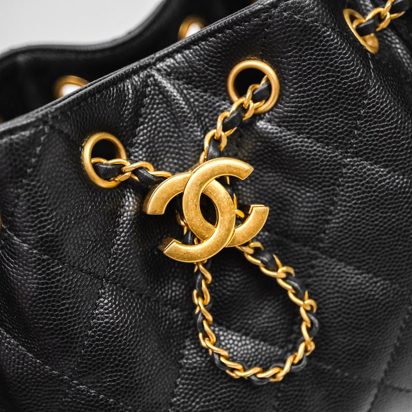 Chanel 25 Mini Black Caviar Aged Gold Hardware