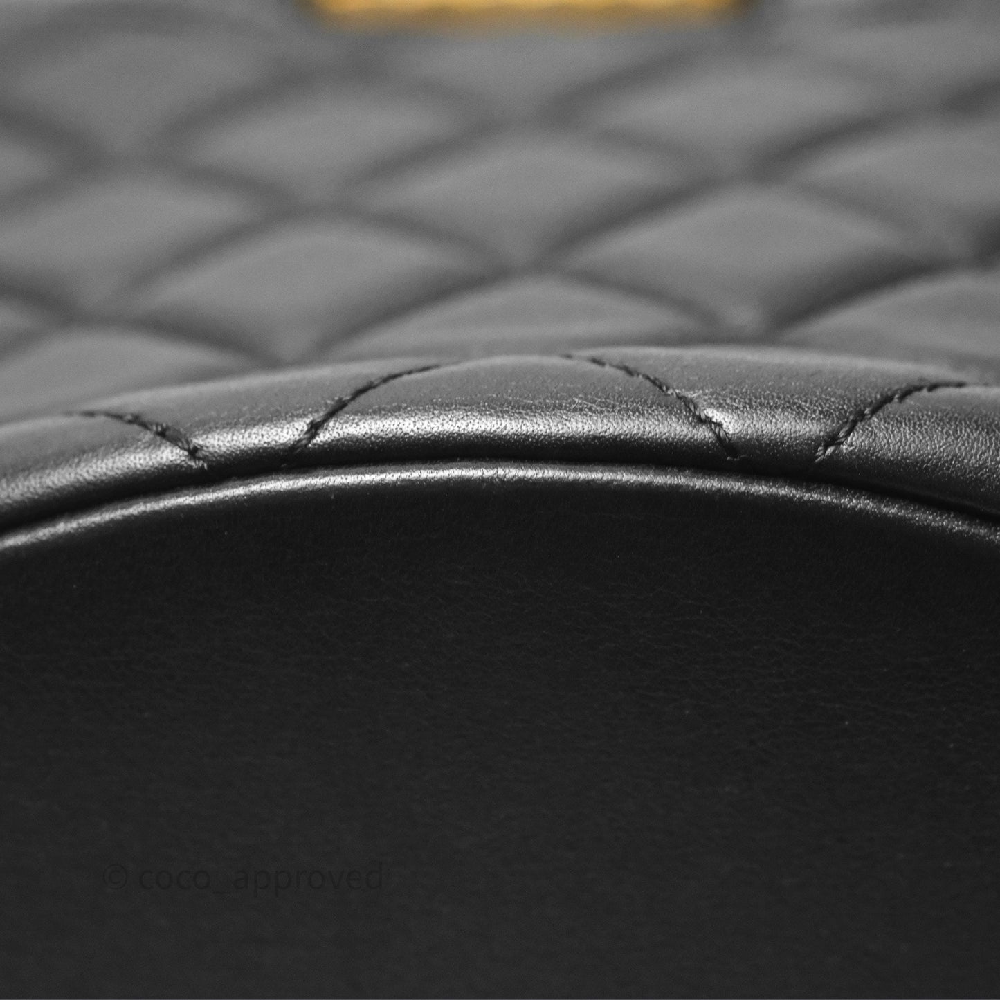 Chanel Quilted Boy Bucket Bag Black Lambskin Aged Gold Hardware