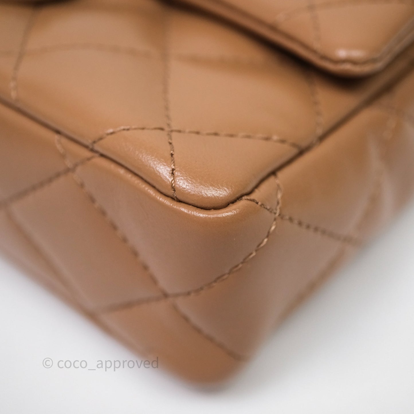 Chanel Top Handle Flap Bag Beige Lambskin Gold Hardware