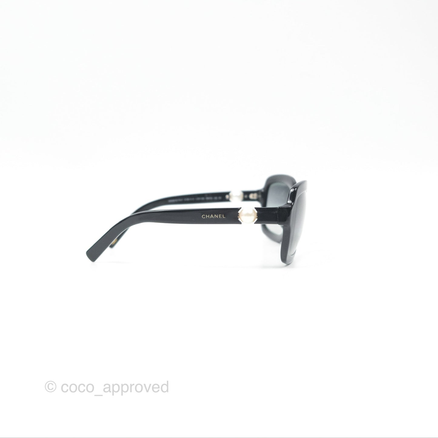 Chanel Acetate Strass Square Pearl Sunglasses Black