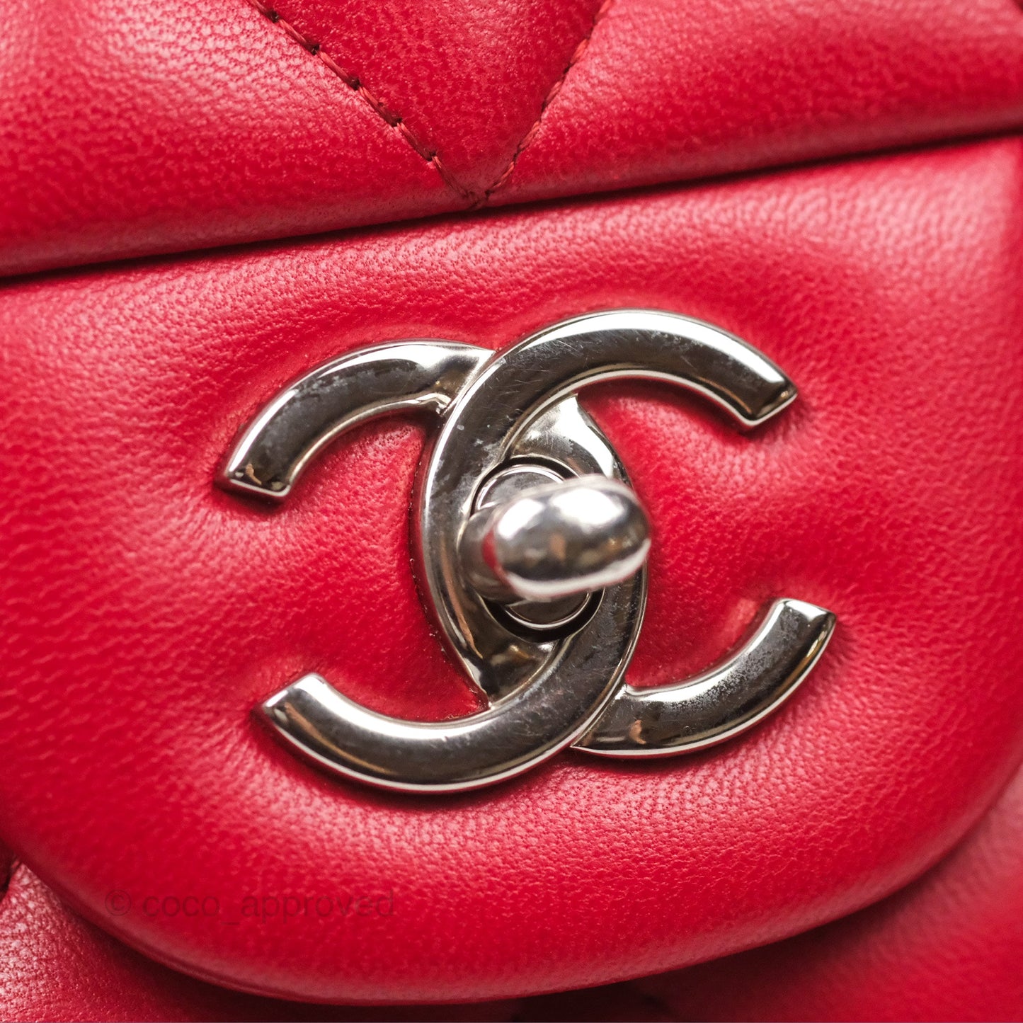 Chanel Jumbo Double Flap Red Lambskin Silver Hardware