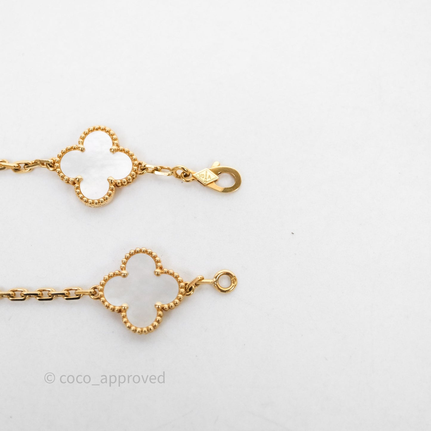 Van Cleef & Arpels Vintage Alhambra 5 Motifs White Yellow Gold Bracelet