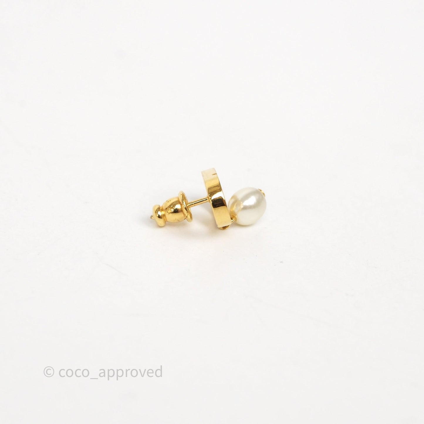 Christian Dior Petit CD Pearl Earrings Gold Tone