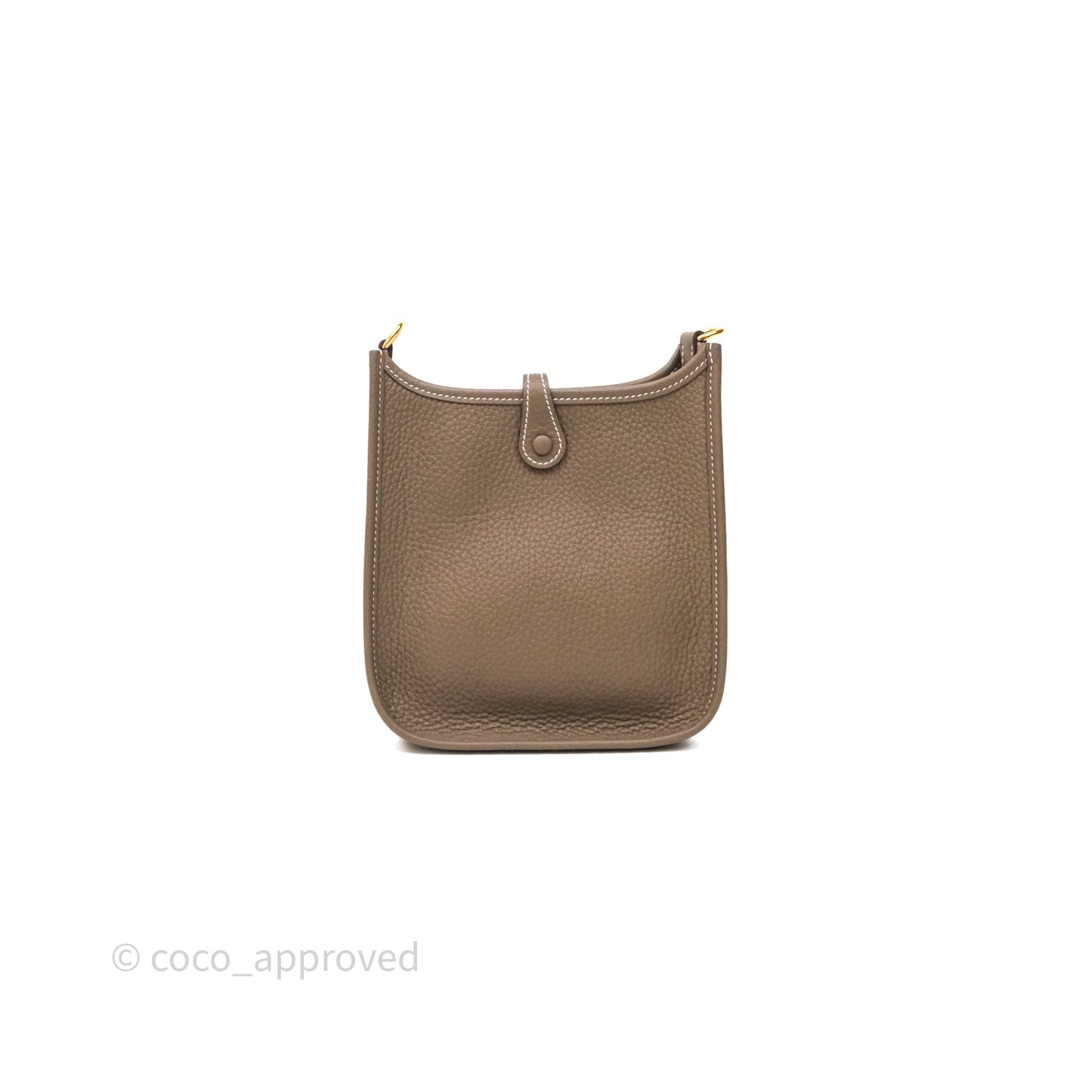 Hermès Mini Evelyne 16 Etoupe 18 Clemence Gold Hardware Bleu Indigo Strap