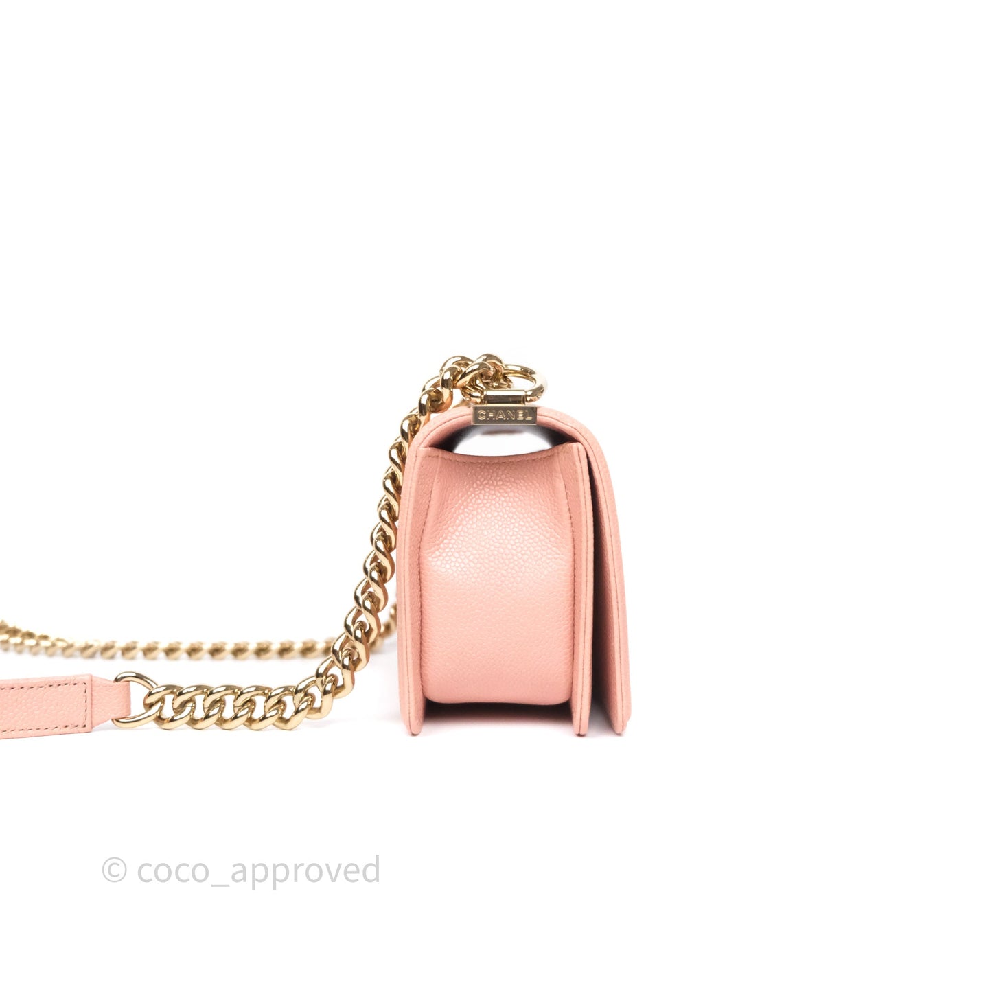 Chanel Small Boy Quilted Pink Caviar Gold Hardware