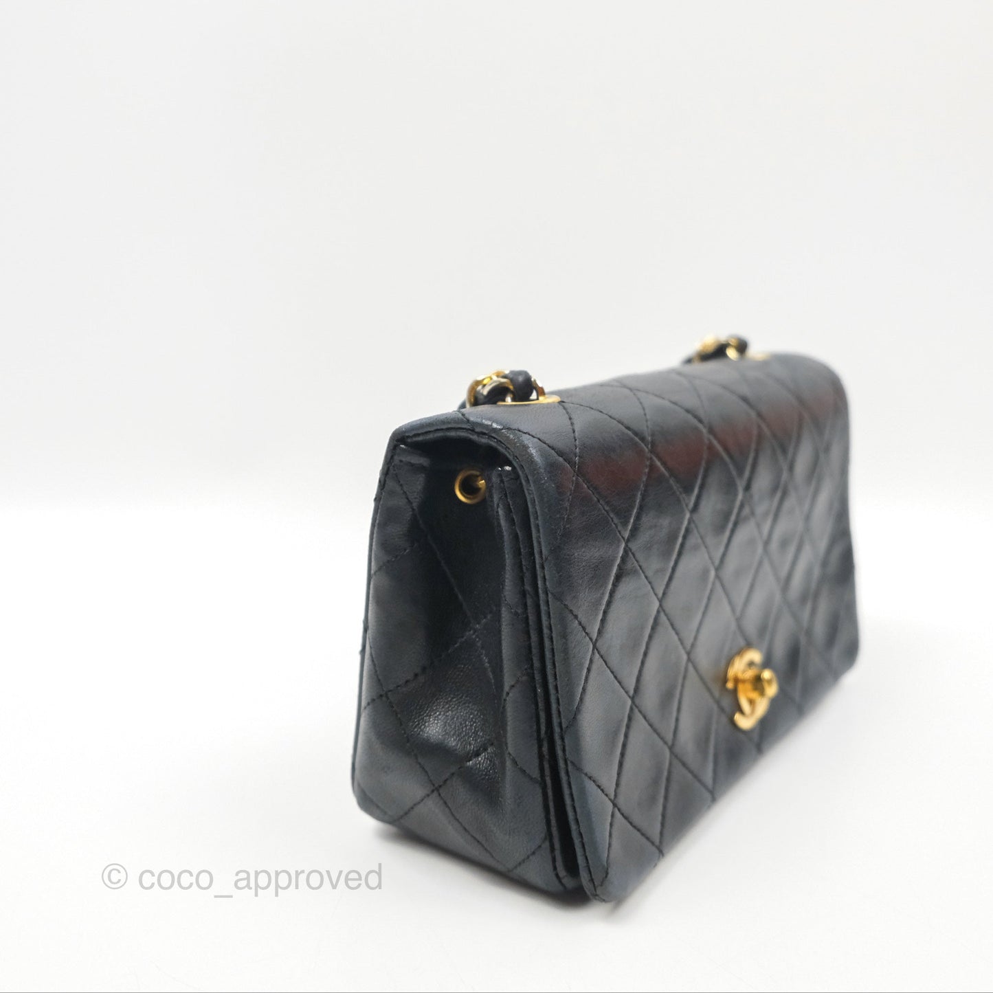Chanel Vintage Mini Single Full Flap Bag Black Lambskin 24K Gold Hardware