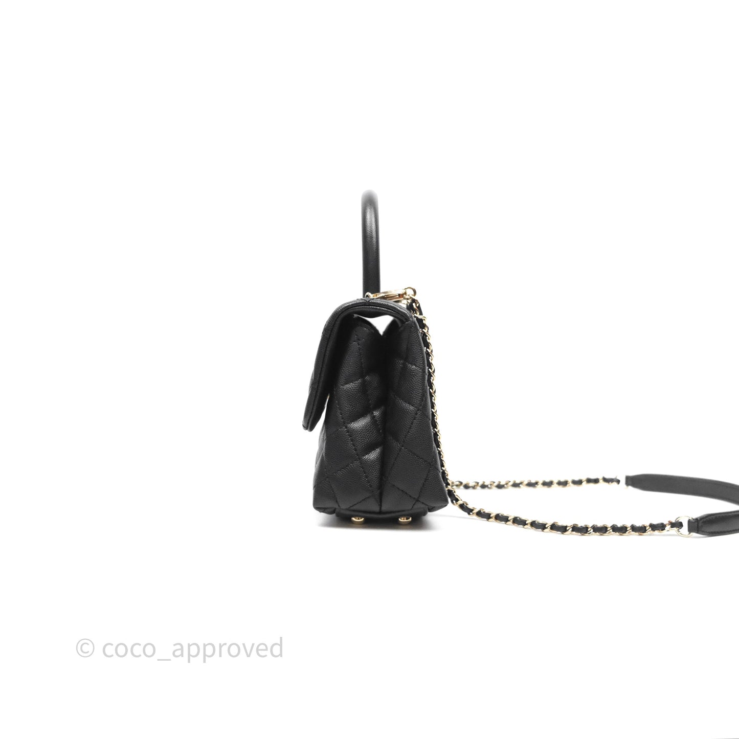 Chanel Small Coco Handle Quilted Black Caviar Gold Hardware