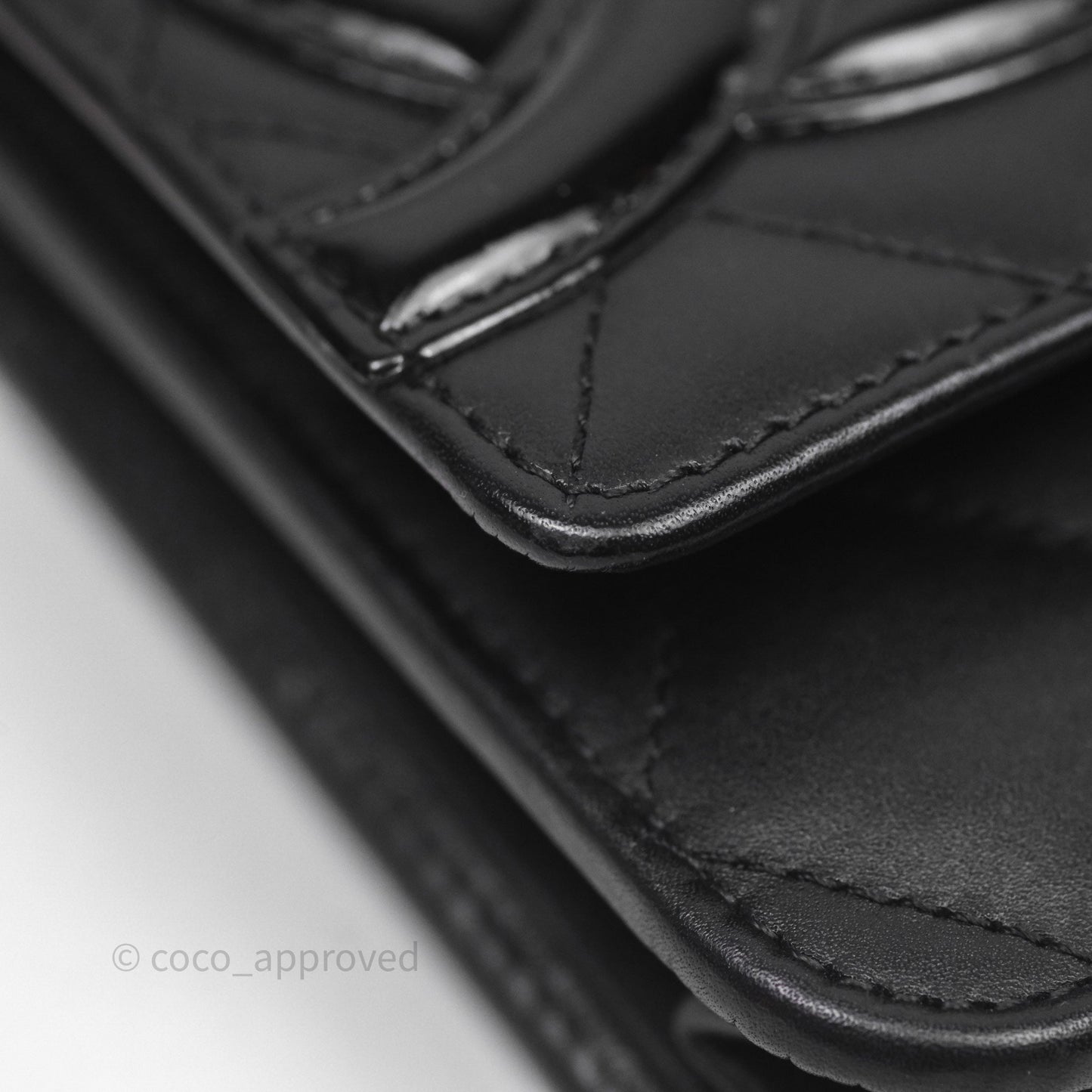 Chanel Quilted Cambon Wallet on Chain WOC Black Calfskin Silver Hardware