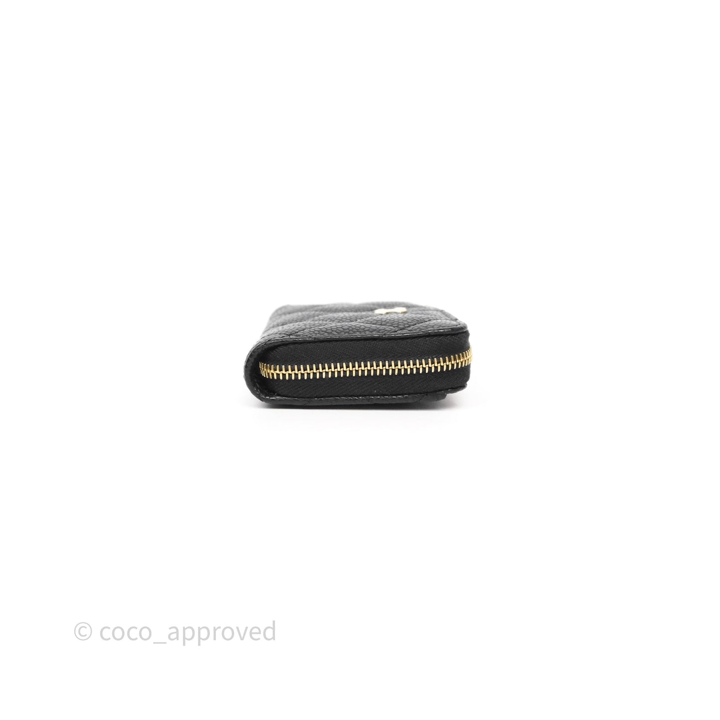Chanel Classic Zipped Coin Purse Black Caviar Gold Hardware