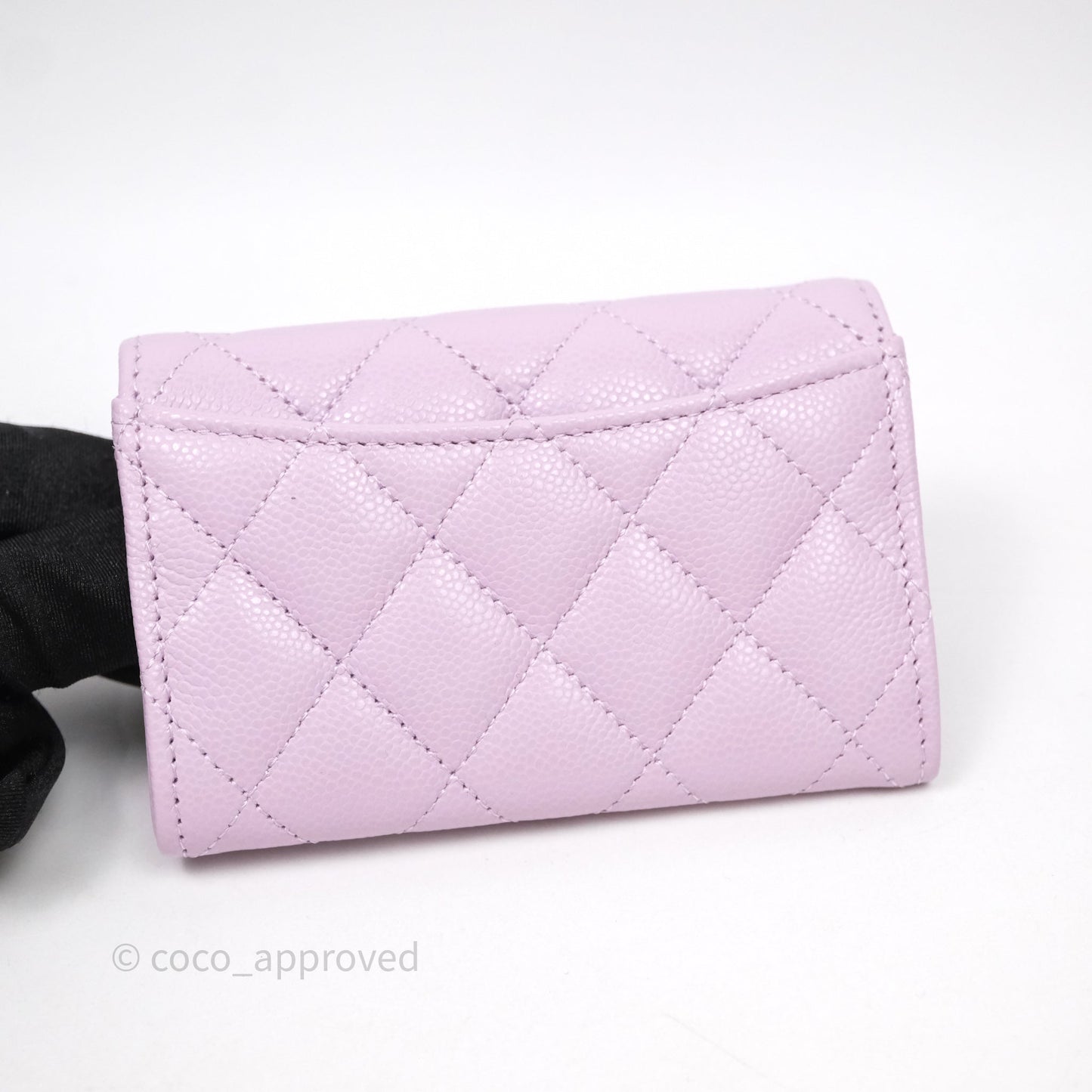 Chanel Quilted Flap Card Holder Purple Caviar Gold Hardware
